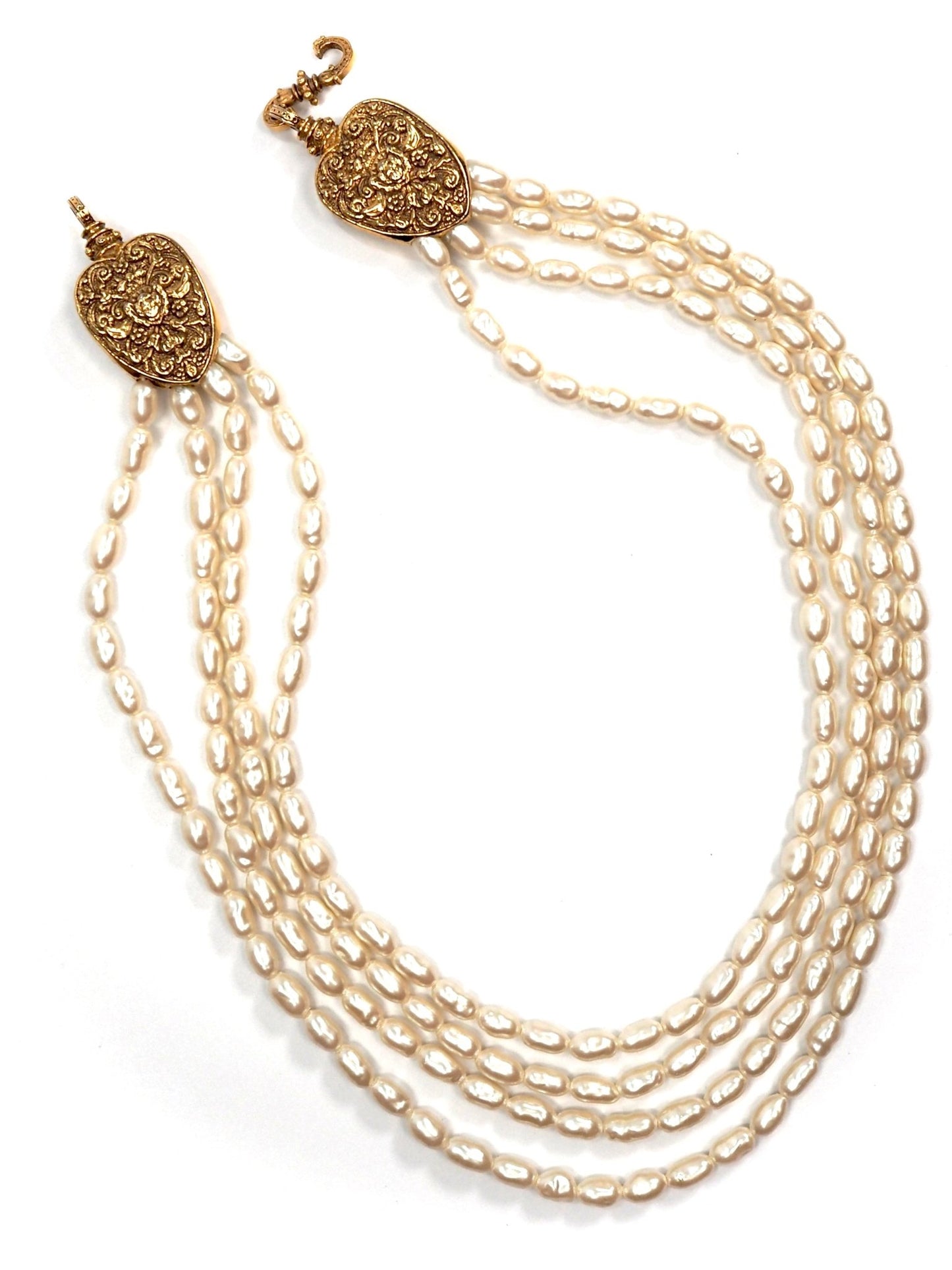 Multi Strand Freshwater Pearl Baroque Clasp Necklace - Georgie's NYC - Necklaces