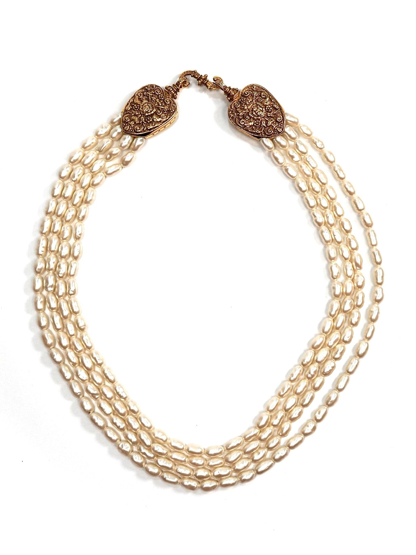 Multi Strand Freshwater Pearl Baroque Clasp Necklace - Georgie's NYC - Necklaces