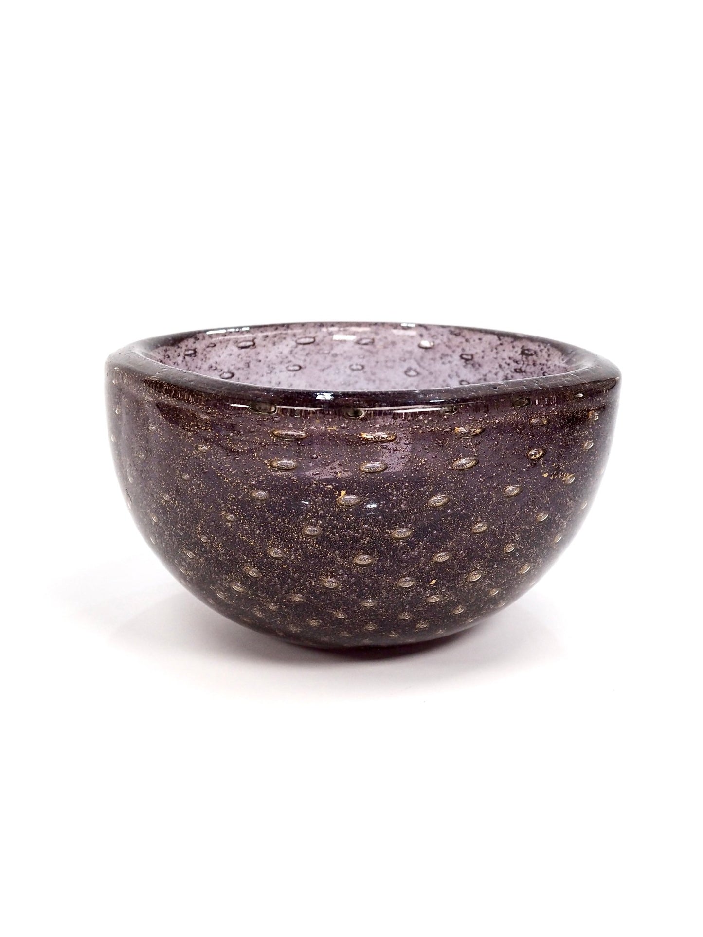 Murano Dotted Purple Glass Bowl with Gold Flecks - Georgie's NYC - Decorative Bowls