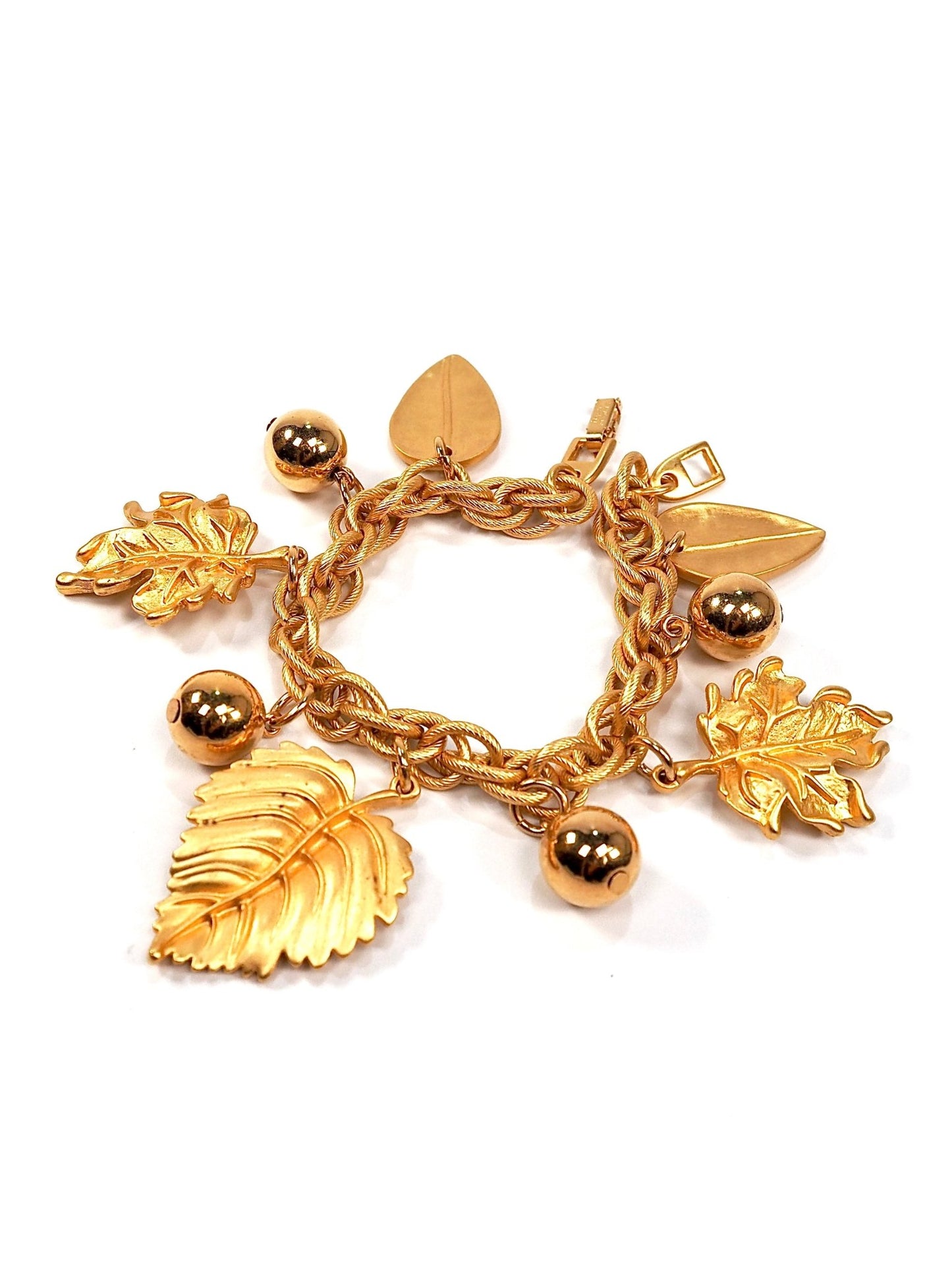 Napier Matte Gold Leaf Charm Bracelet - Georgie's NYC - Bracelets