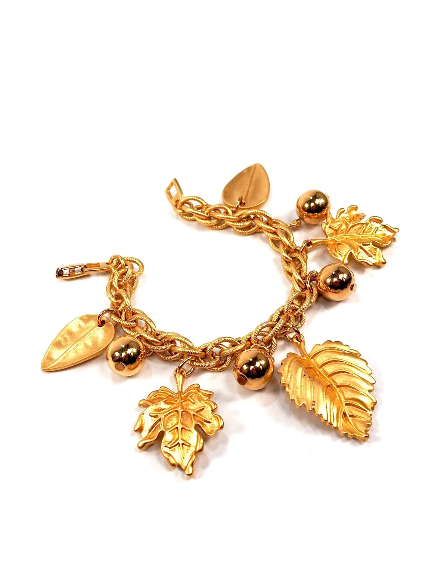 Napier Matte Gold Leaf Charm Bracelet - Georgie's NYC - Bracelets