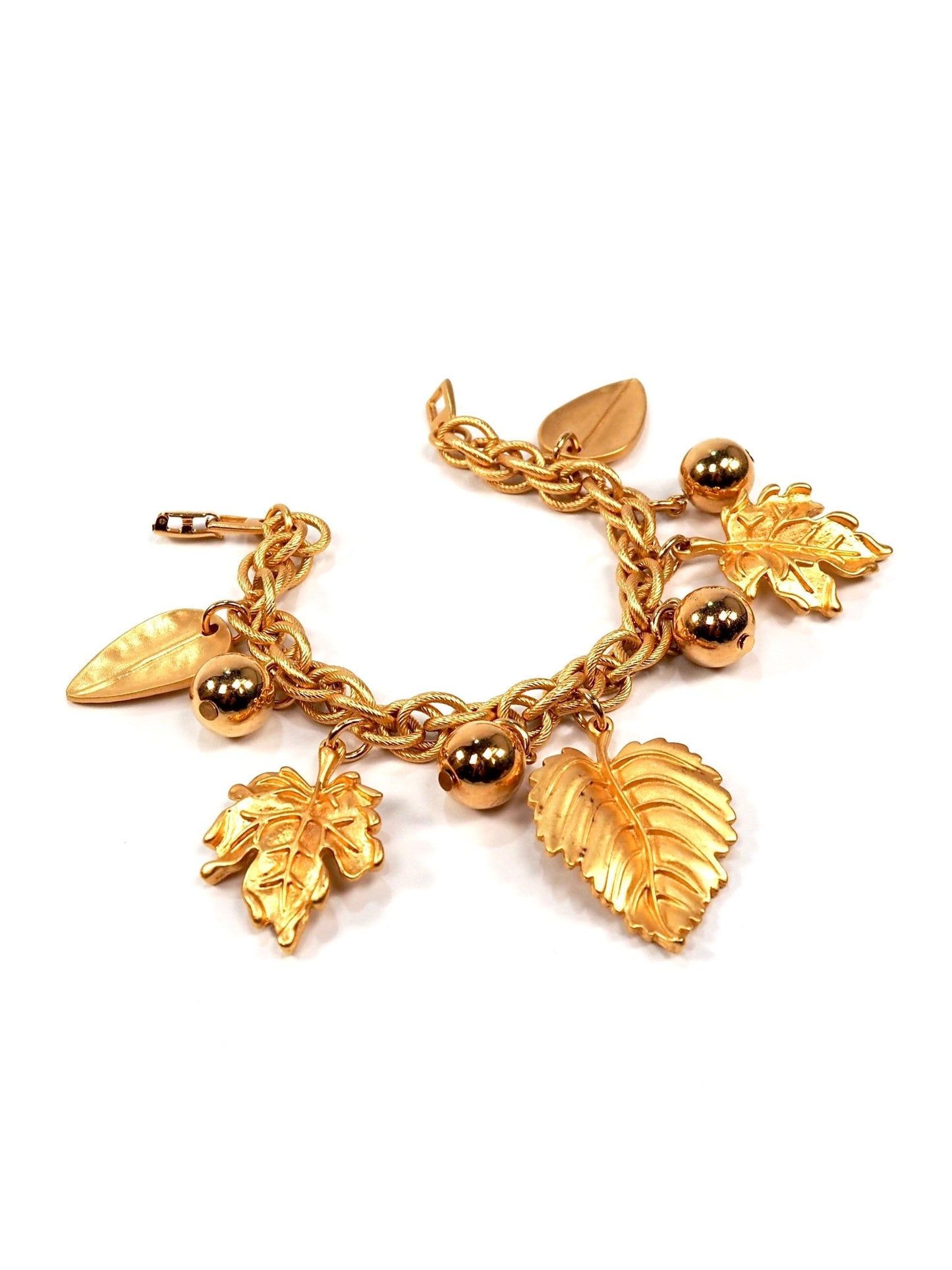 Napier Matte Gold Leaf Charm Bracelet - Georgie's NYC - Bracelets