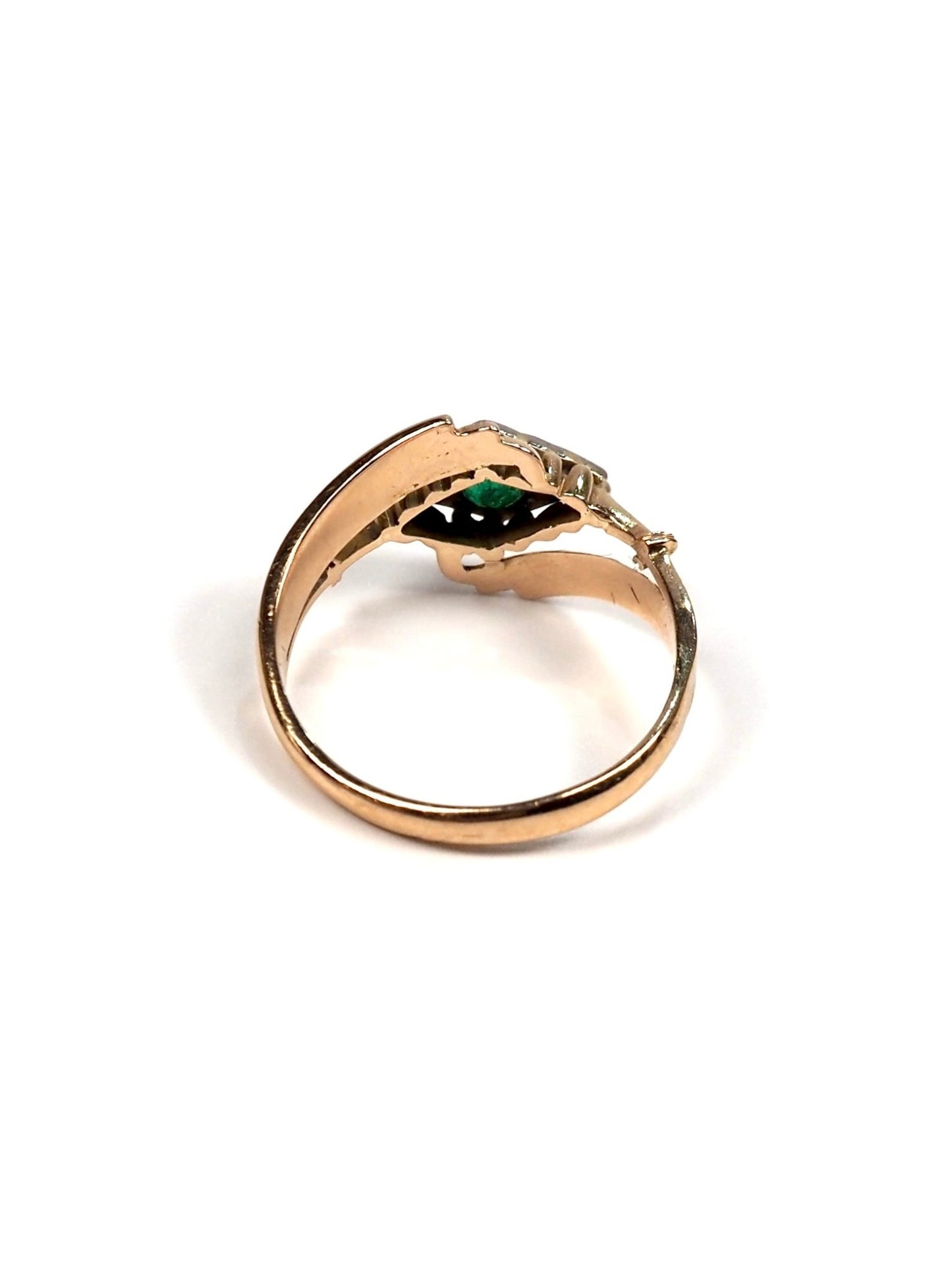 Petite Diamond and Emerald 14K Gold Ring - Georgie's NYC - Rings