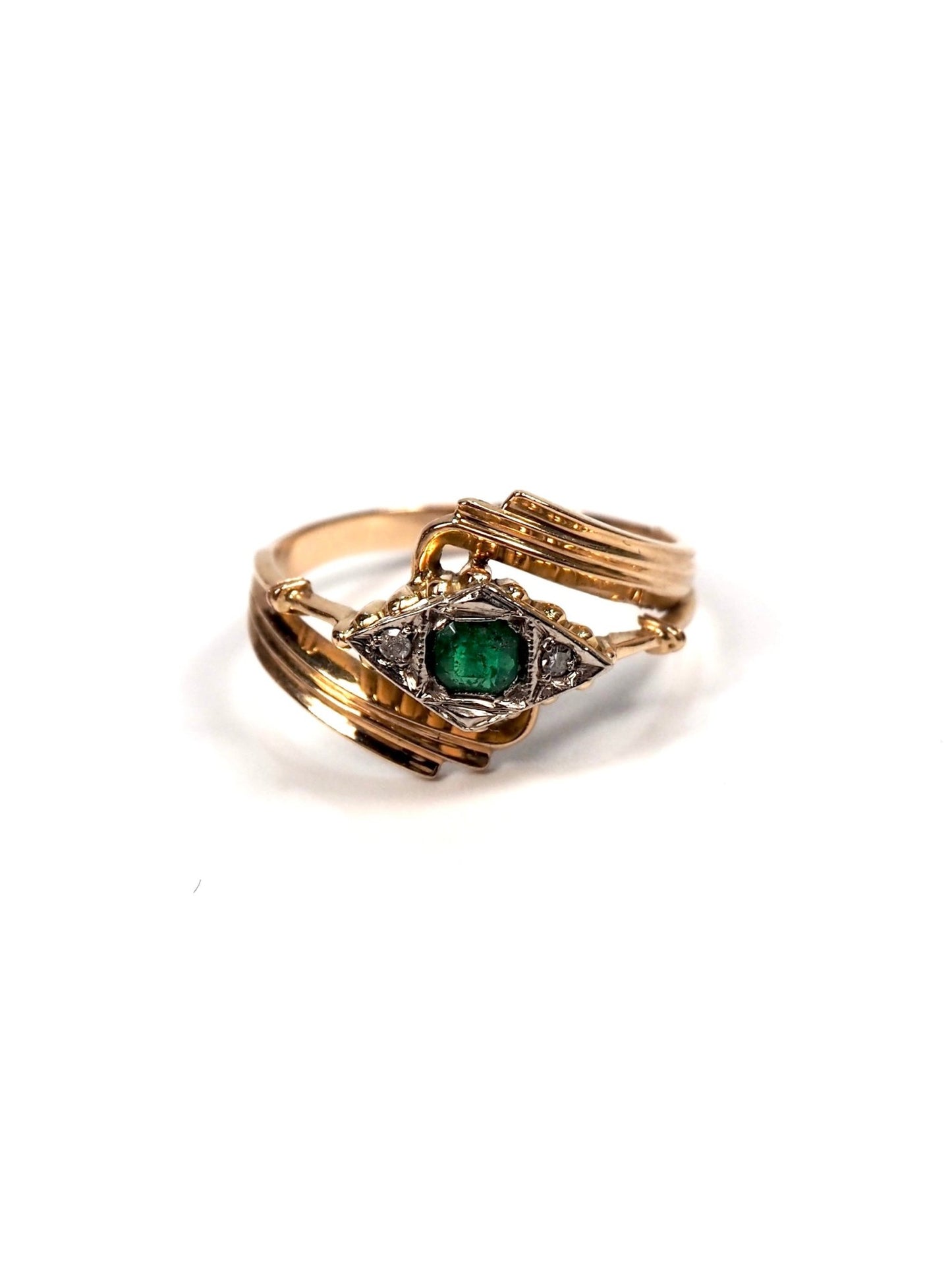 Petite Diamond and Emerald 14K Gold Ring - Georgie's NYC - Rings