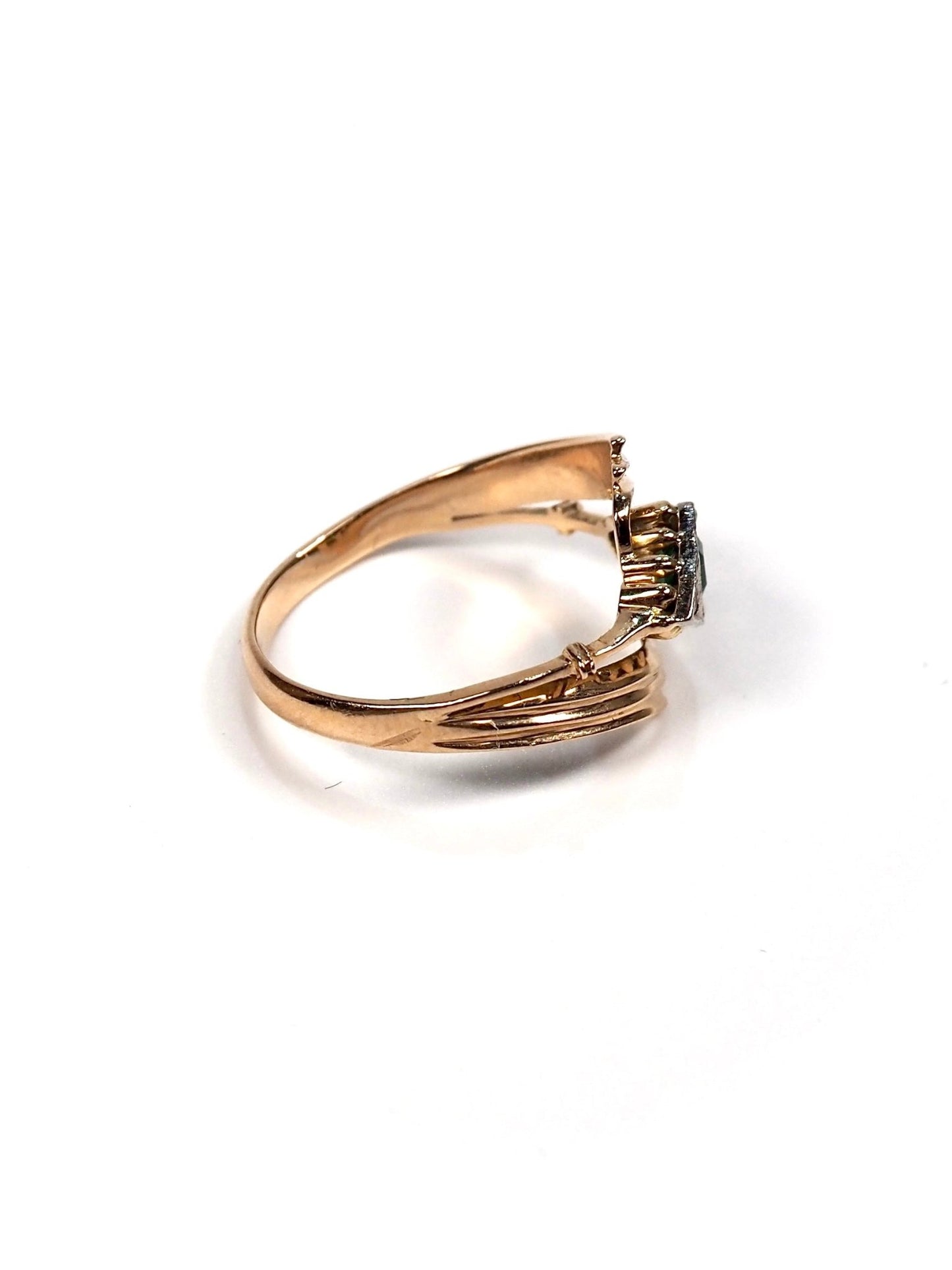 Petite Diamond and Emerald 14K Gold Ring - Georgie's NYC - Rings