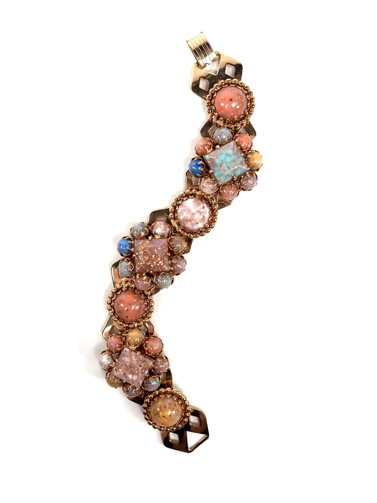 Pink and Gold Multi Resin Jeweled Bracelet - Georgie's NYC - Bracelets