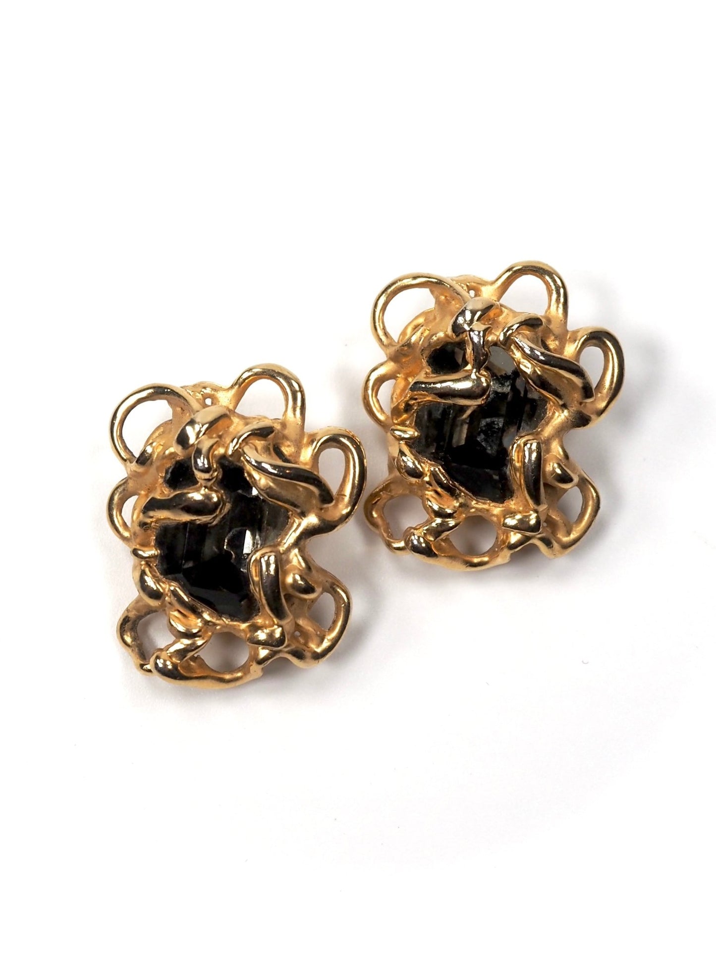 Roberta Chiarella Gold and Grey Glass Modernist Earrings - Georgie's NYC - Earrings