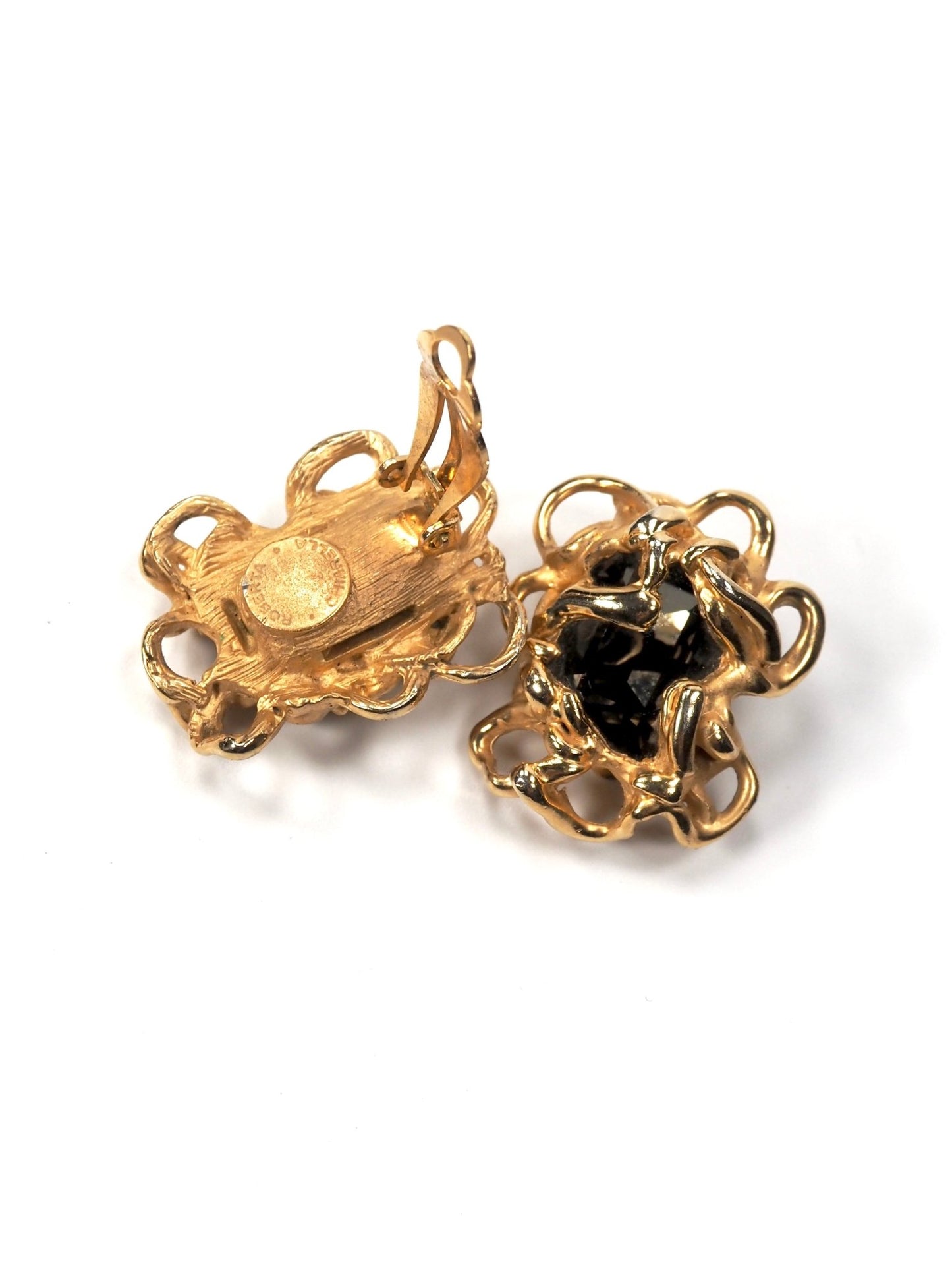 Roberta Chiarella Gold and Grey Glass Modernist Earrings - Georgie's NYC - Earrings