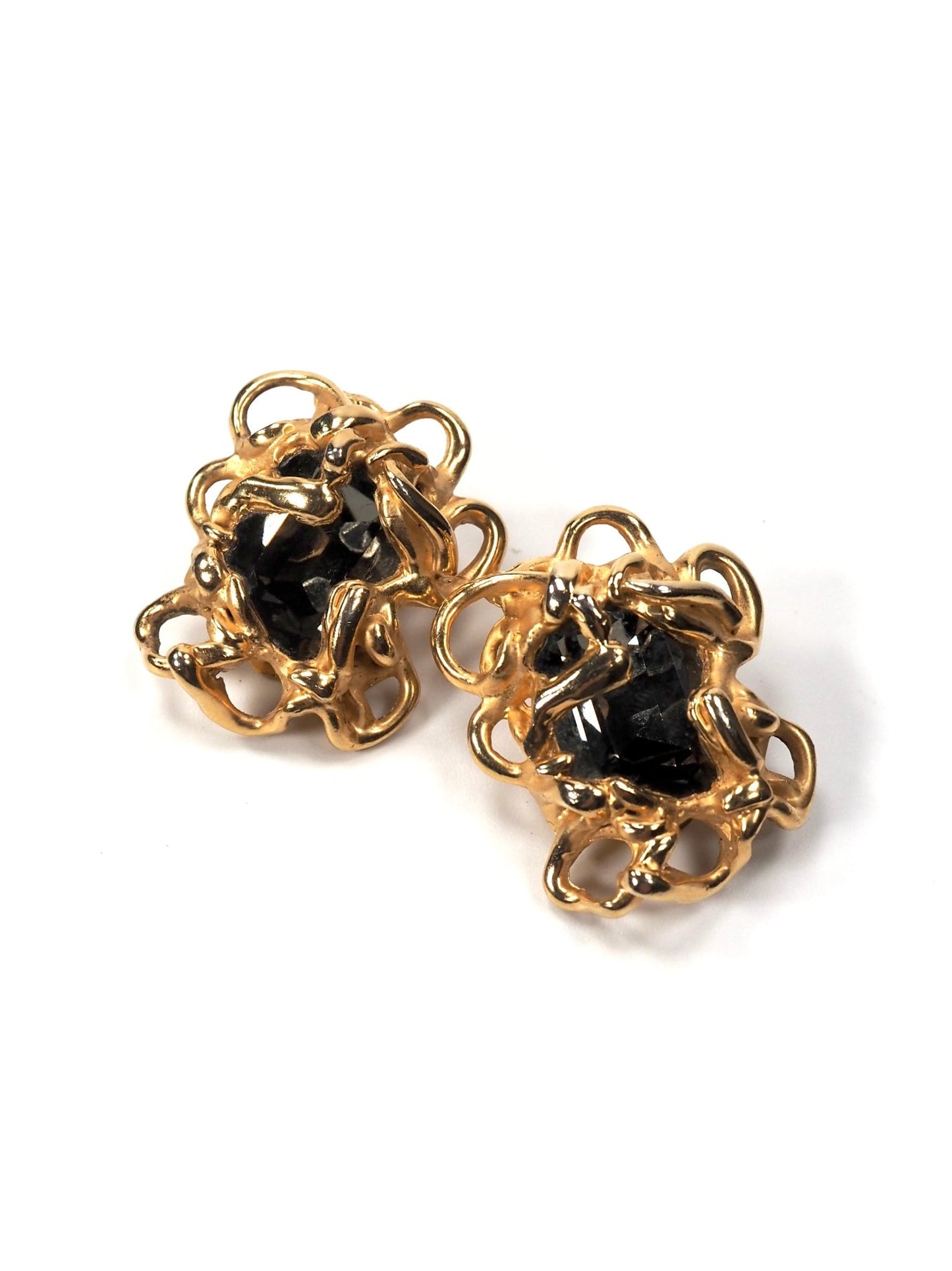 Roberta Chiarella Gold and Grey Glass Modernist Earrings - Georgie's NYC - Earrings