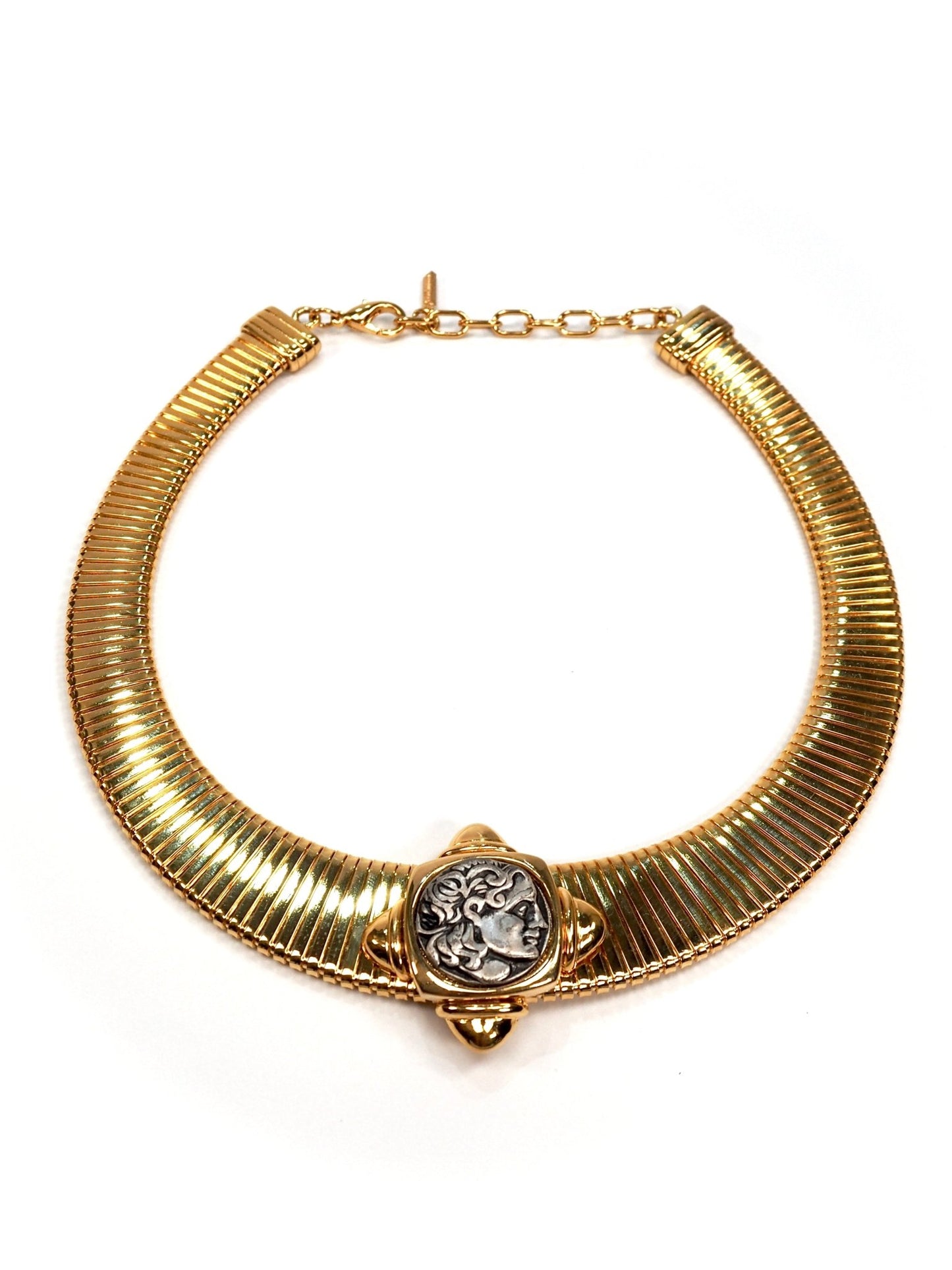 Roman Coin Chunky Gold Snake Chain Choker Necklace - Georgie's NYC - Necklaces
