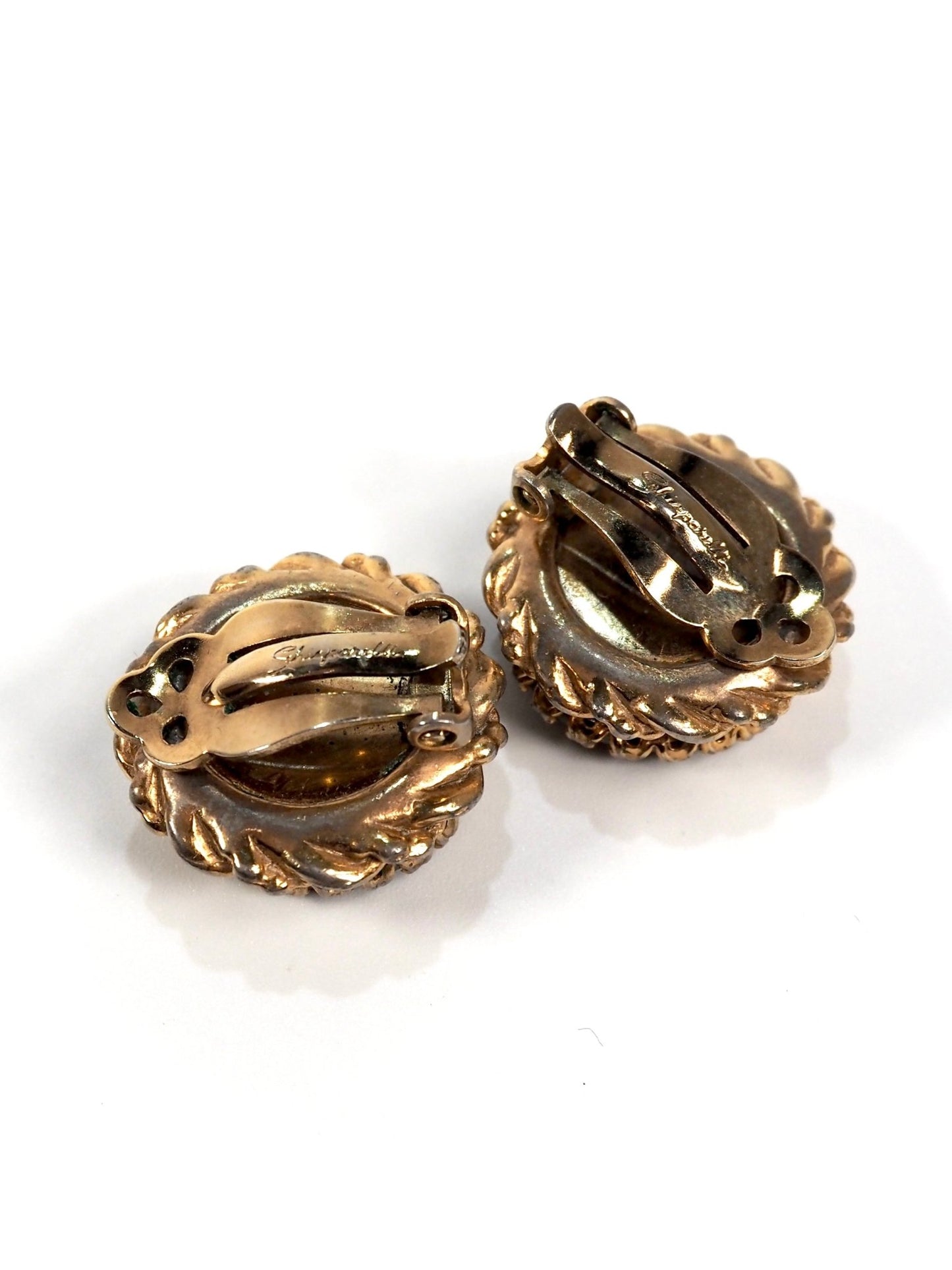 Schiaparelli Watermelon Iridescent Glass Jeweled Round Earrings - Georgie's NYC - Earrings