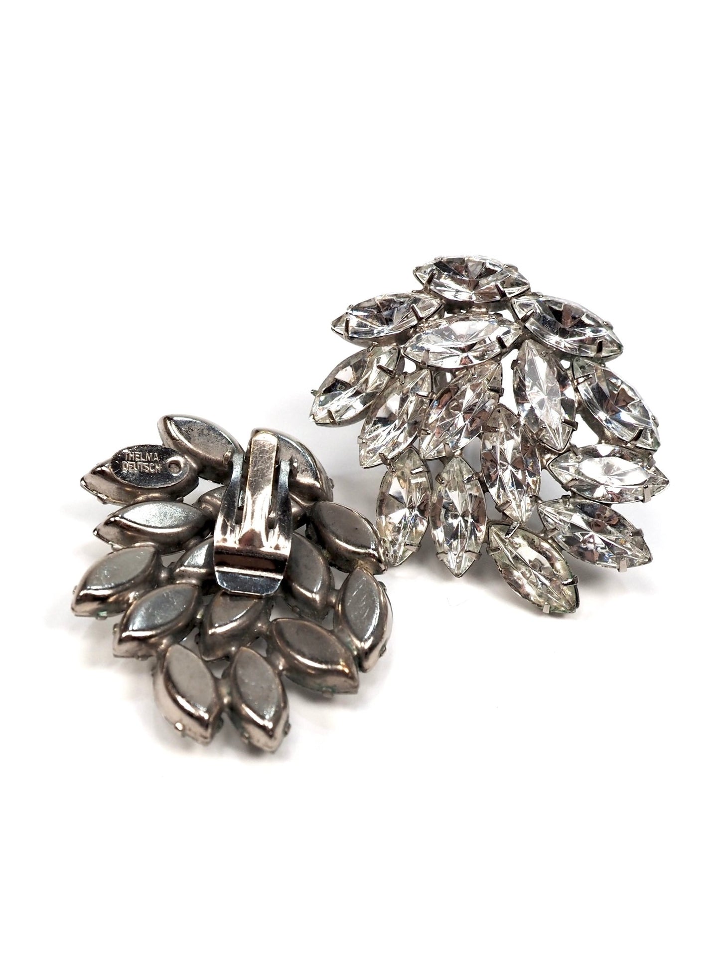 Thelma Deutsch Glass Crystal Oversized Fan Earrings - Georgie's NYC - Earrings