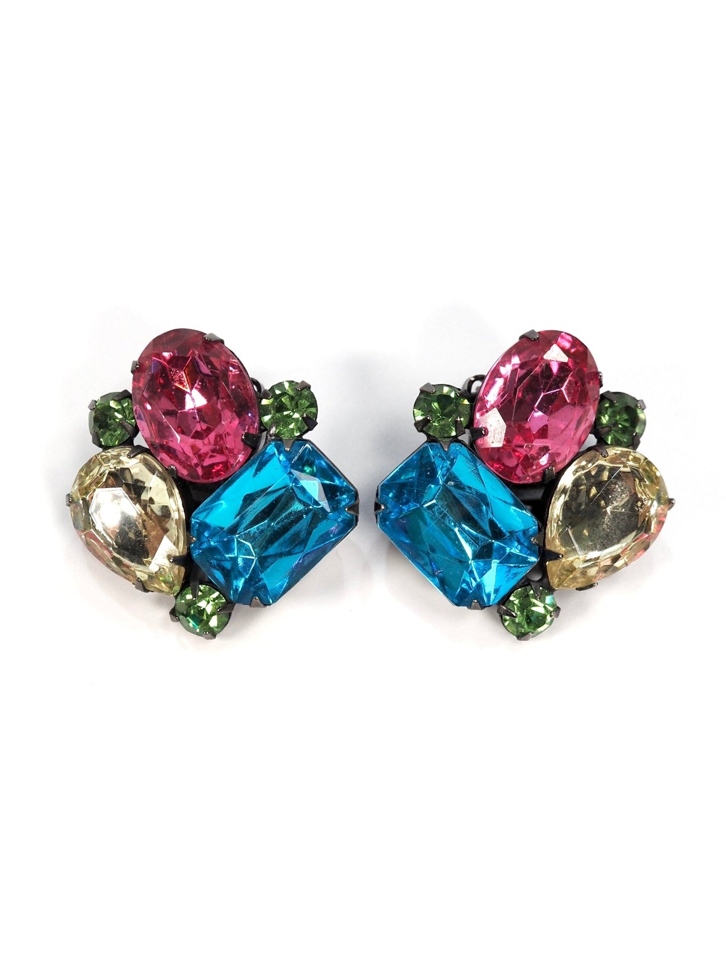 Thelma Deutsch Multi Color Glass Rhinestone Earrings - Georgie's NYC - Earrings