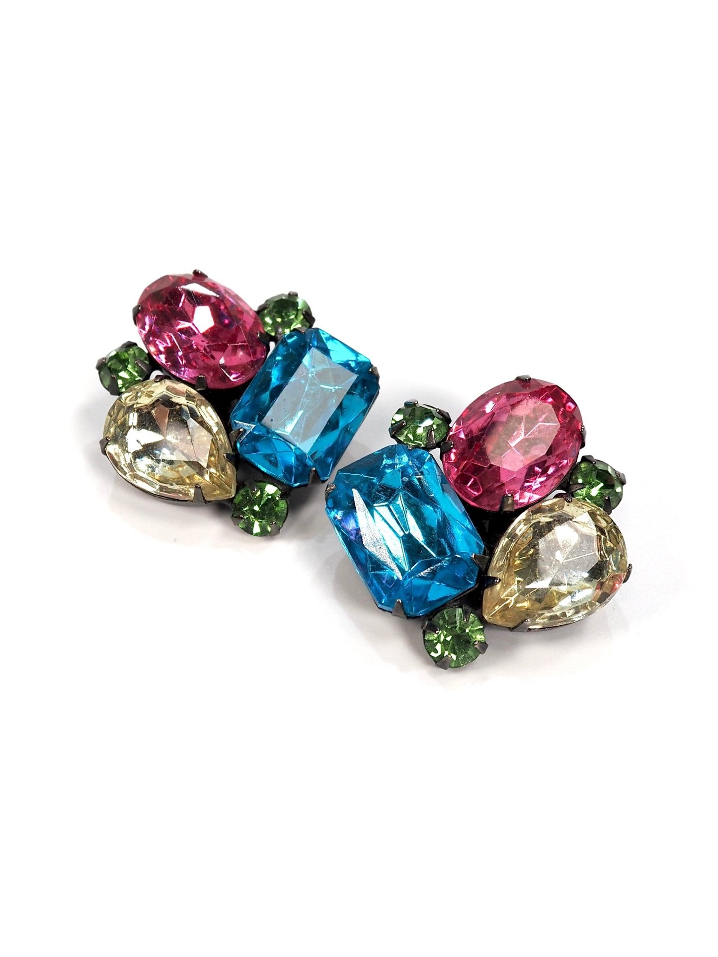 Thelma Deutsch Multi Color Glass Rhinestone Earrings - Georgie's NYC - Earrings