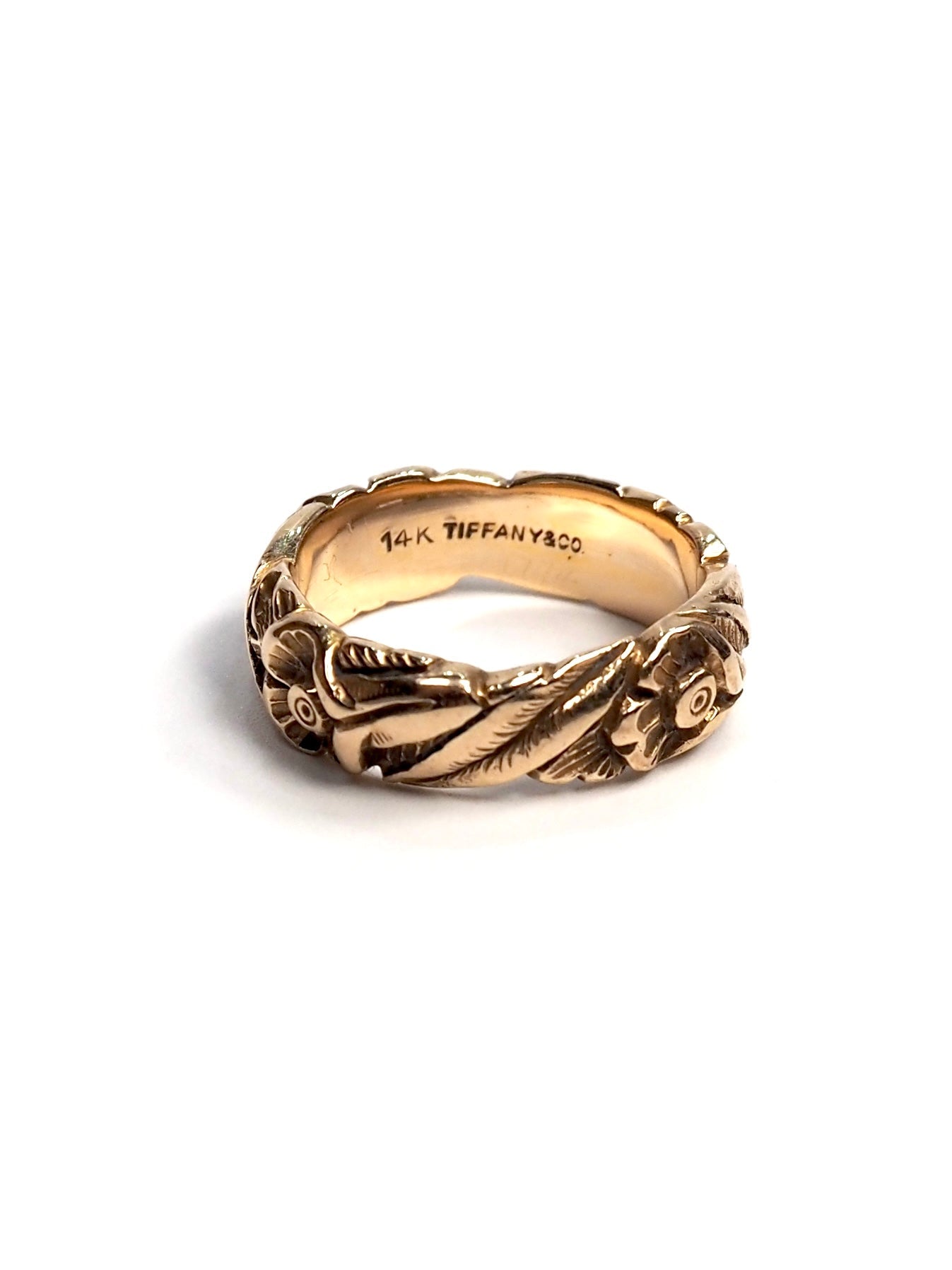 Tiffany & Co. 14K Gold Detailed Flower Carved Ring - Georgie's NYC - Rings