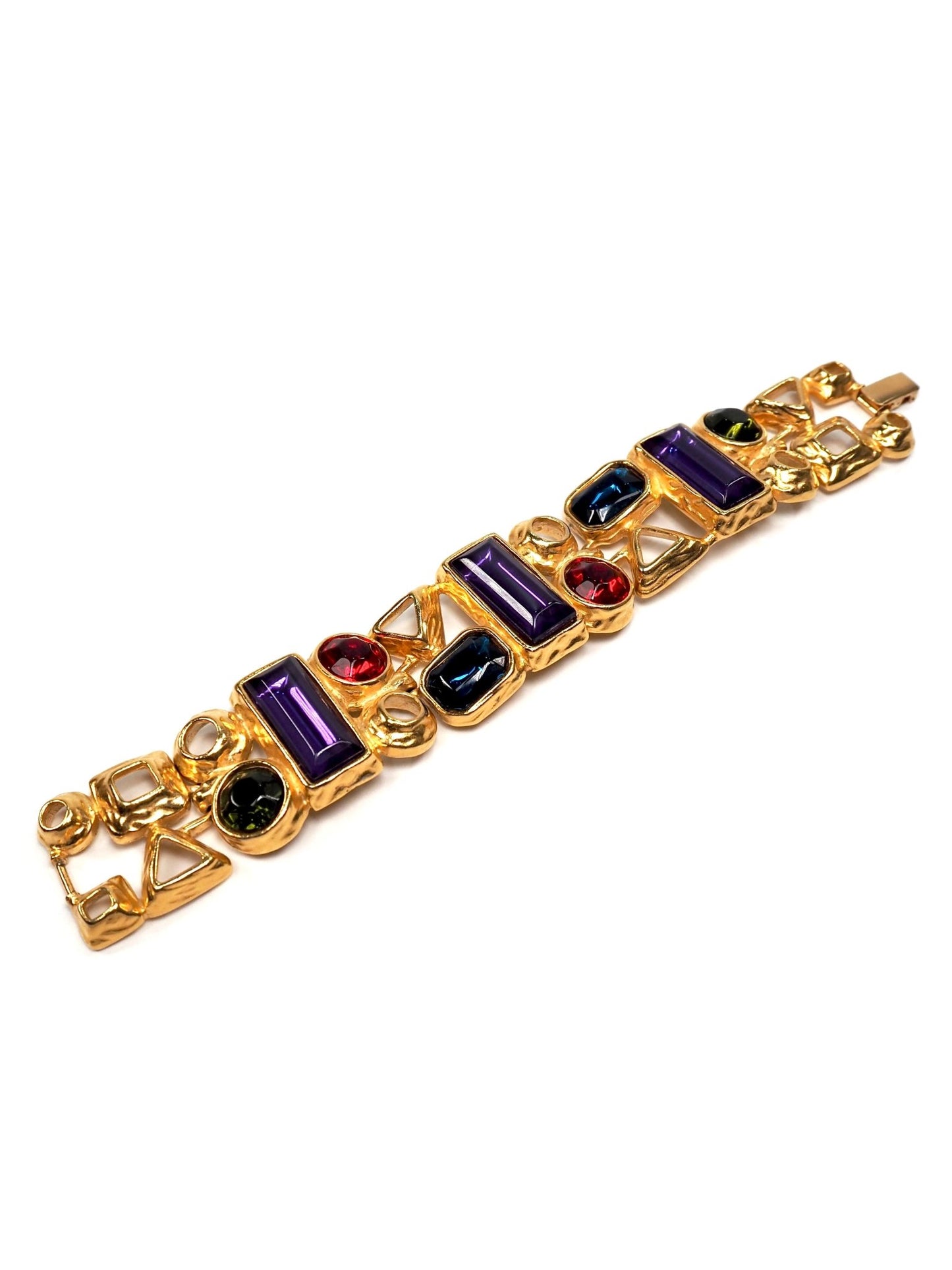 Trifari Matte Gold Multi-Stone Chunky Bracelet - Georgie's NYC - Bracelets