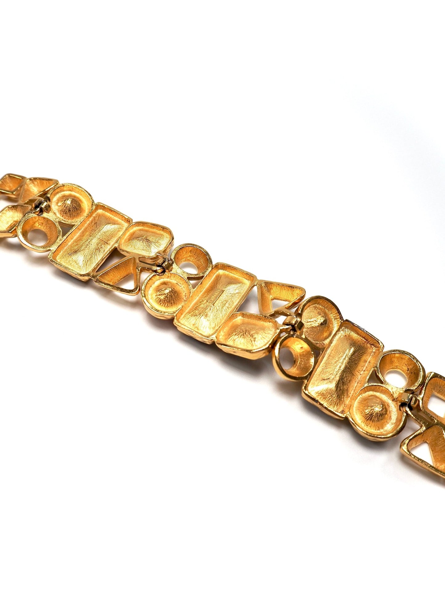 Trifari Matte Gold Multi-Stone Chunky Bracelet - Georgie's NYC - Bracelets