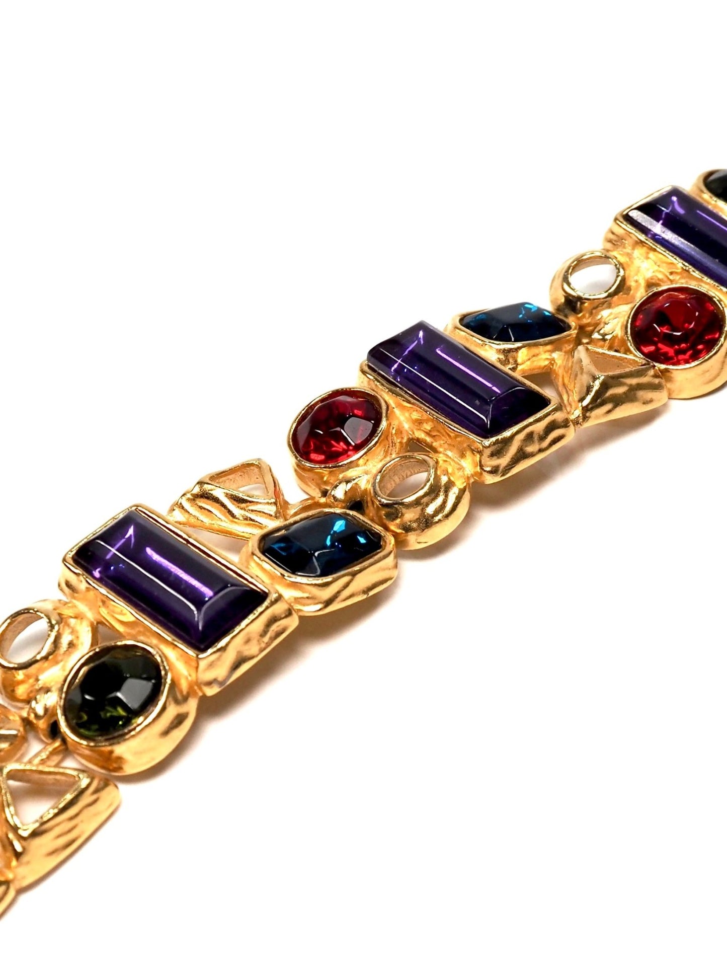 Trifari Matte Gold Multi-Stone Chunky Bracelet - Georgie's NYC - Bracelets