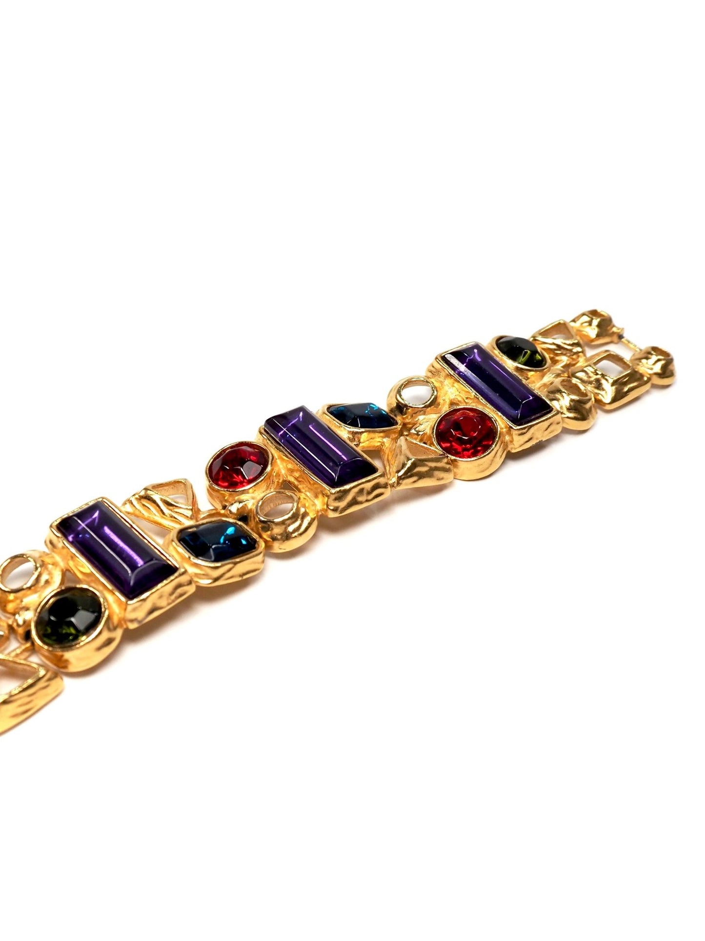 Trifari Matte Gold Multi-Stone Chunky Bracelet - Georgie's NYC - Bracelets