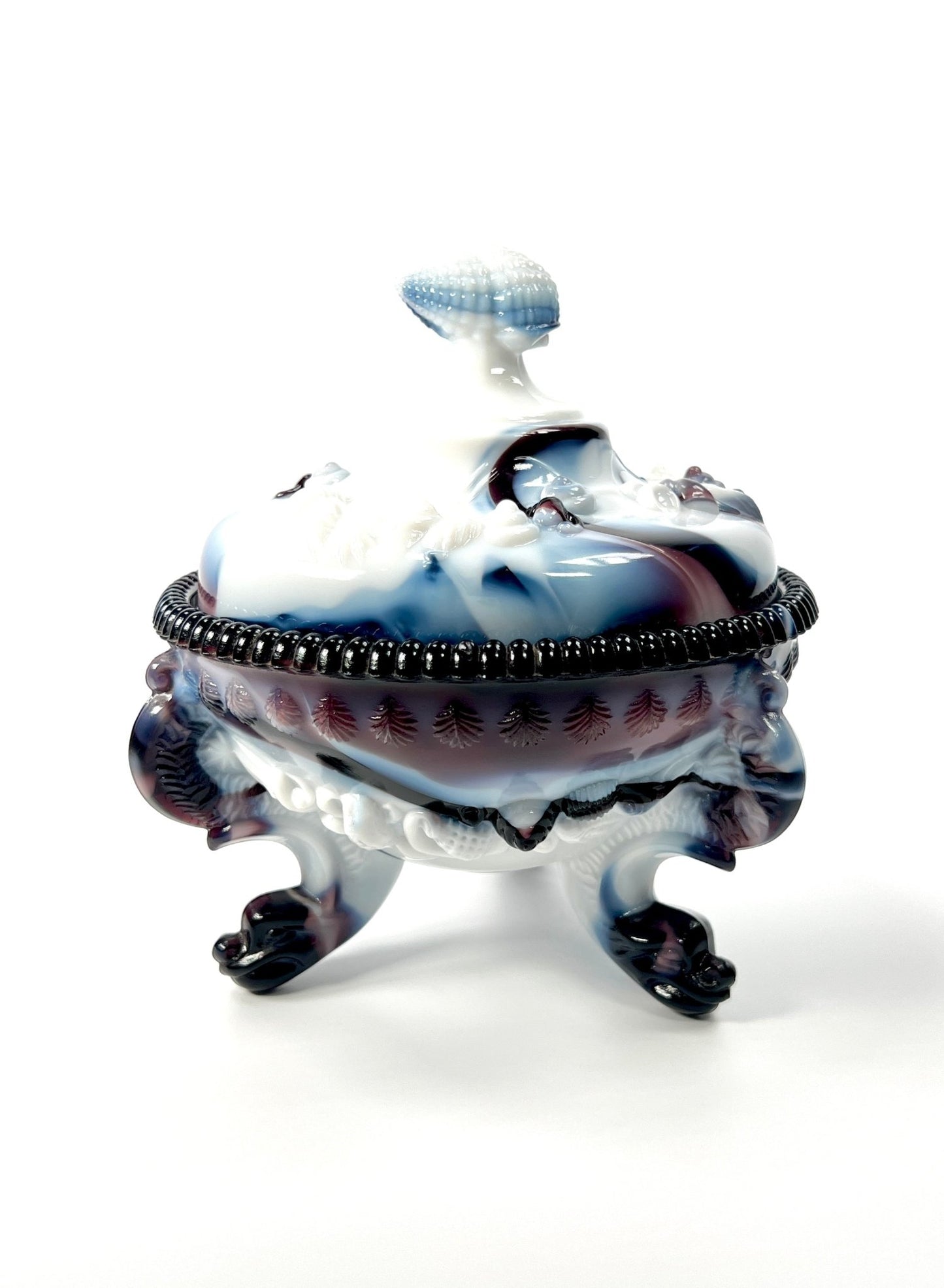 Westmoreland Purple and White Slag Glass Argonaut Dish - Georgie's NYC - Decorative Bowls