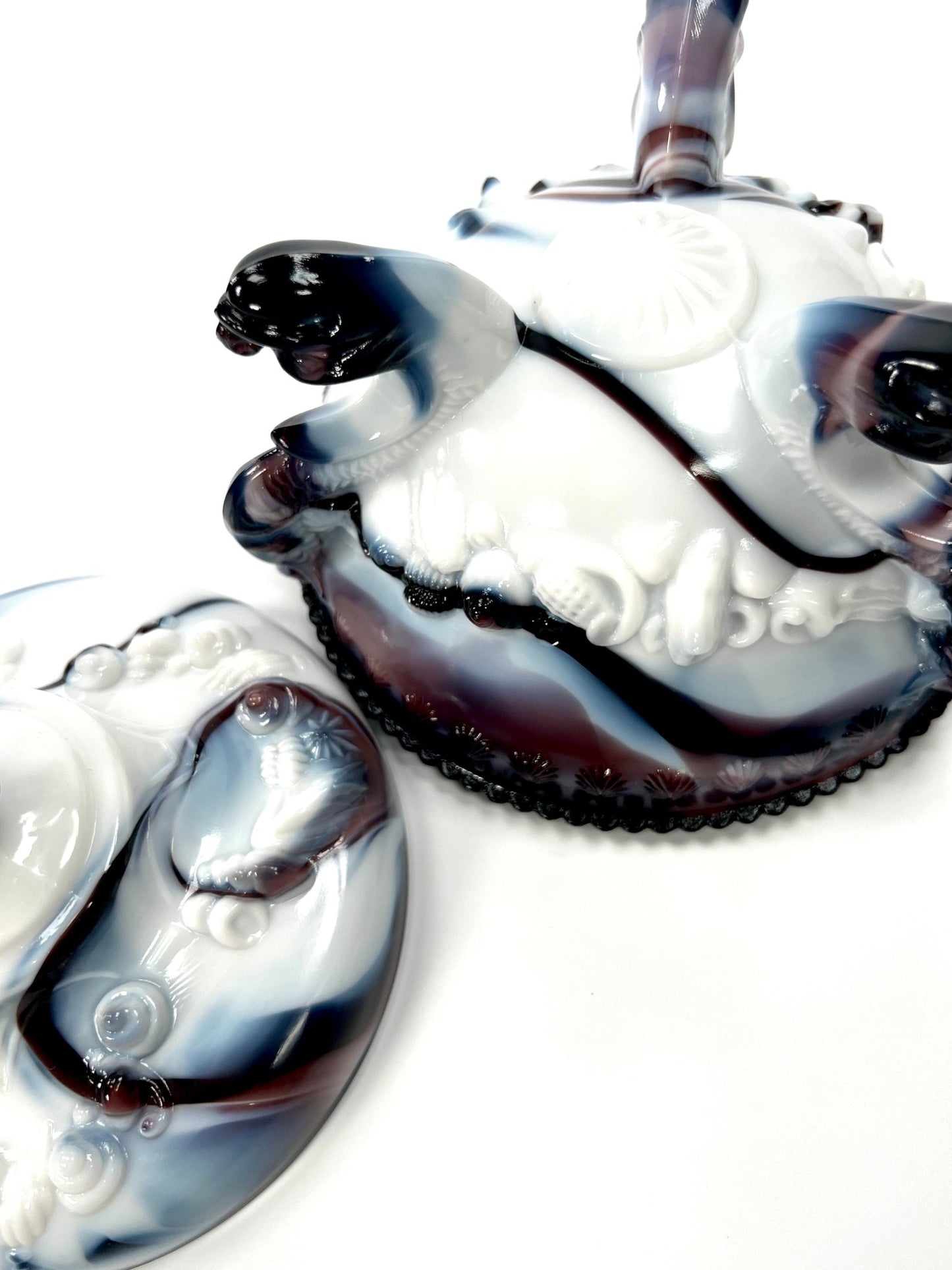 Westmoreland Purple and White Slag Glass Argonaut Dish - Georgie's NYC - Decorative Bowls
