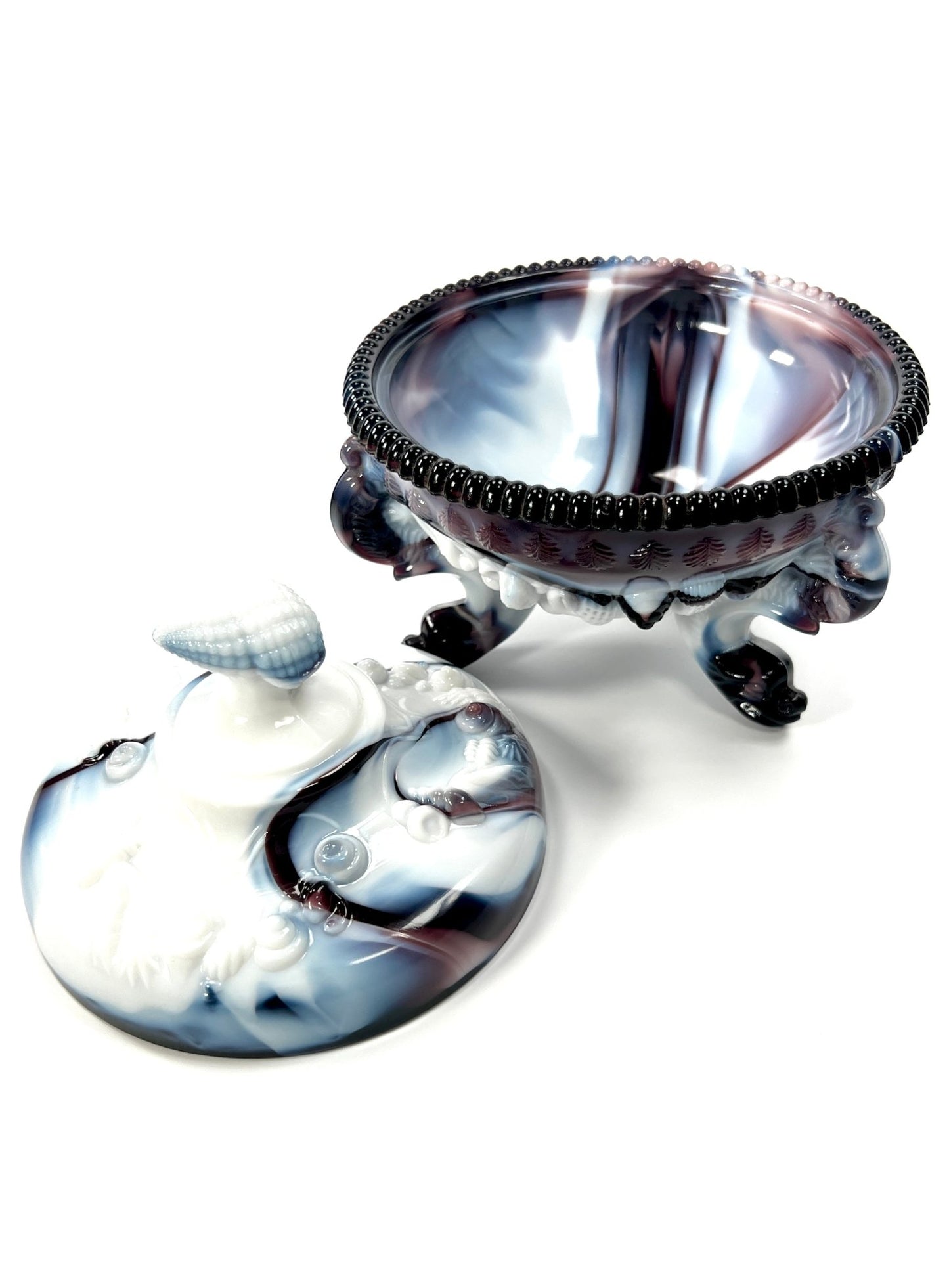 Westmoreland Purple and White Slag Glass Argonaut Dish - Georgie's NYC - Decorative Bowls