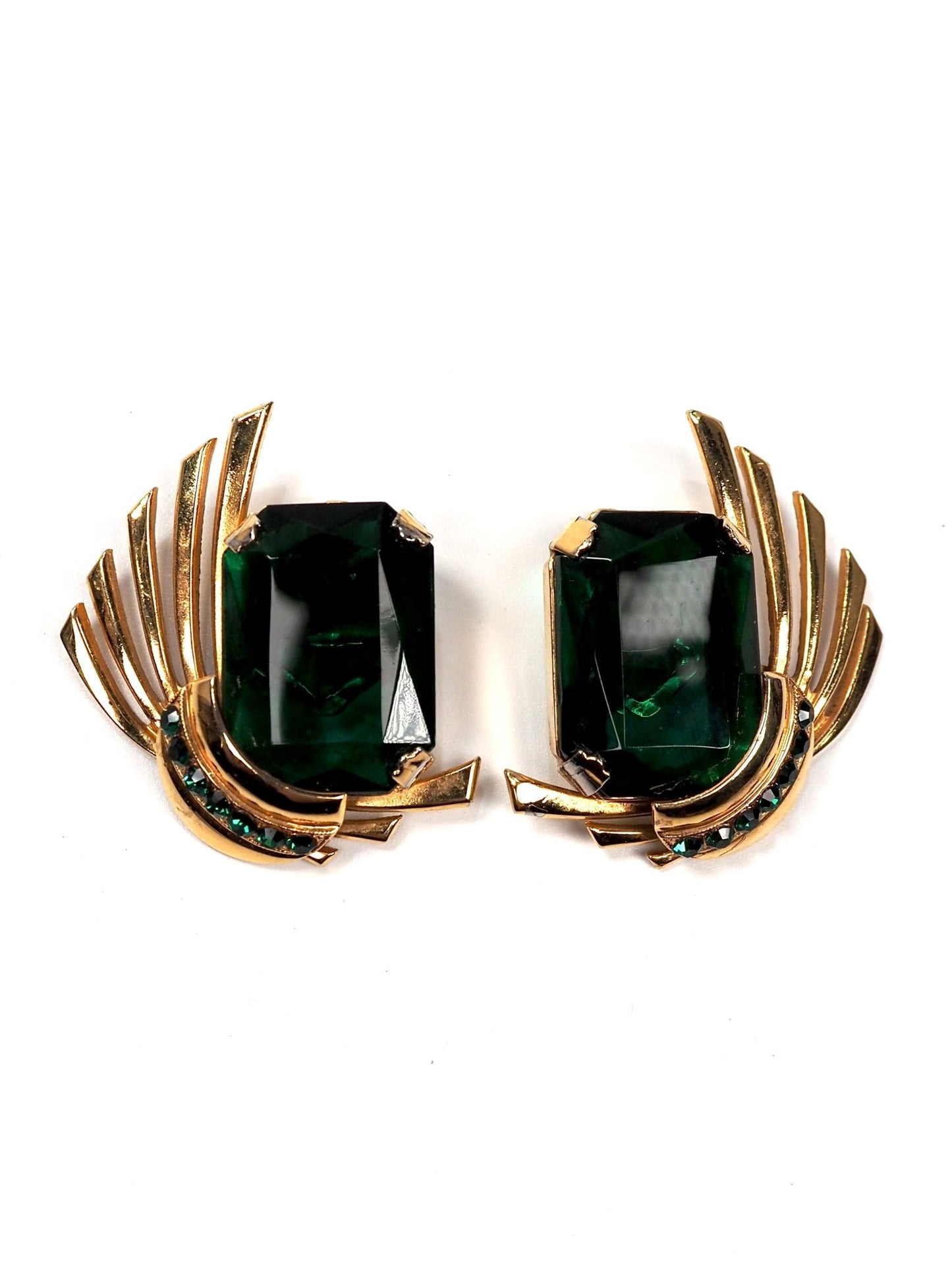Zoe Coste Emerald Green Gold Fanned Earrings - Georgie's NYC - Earrings