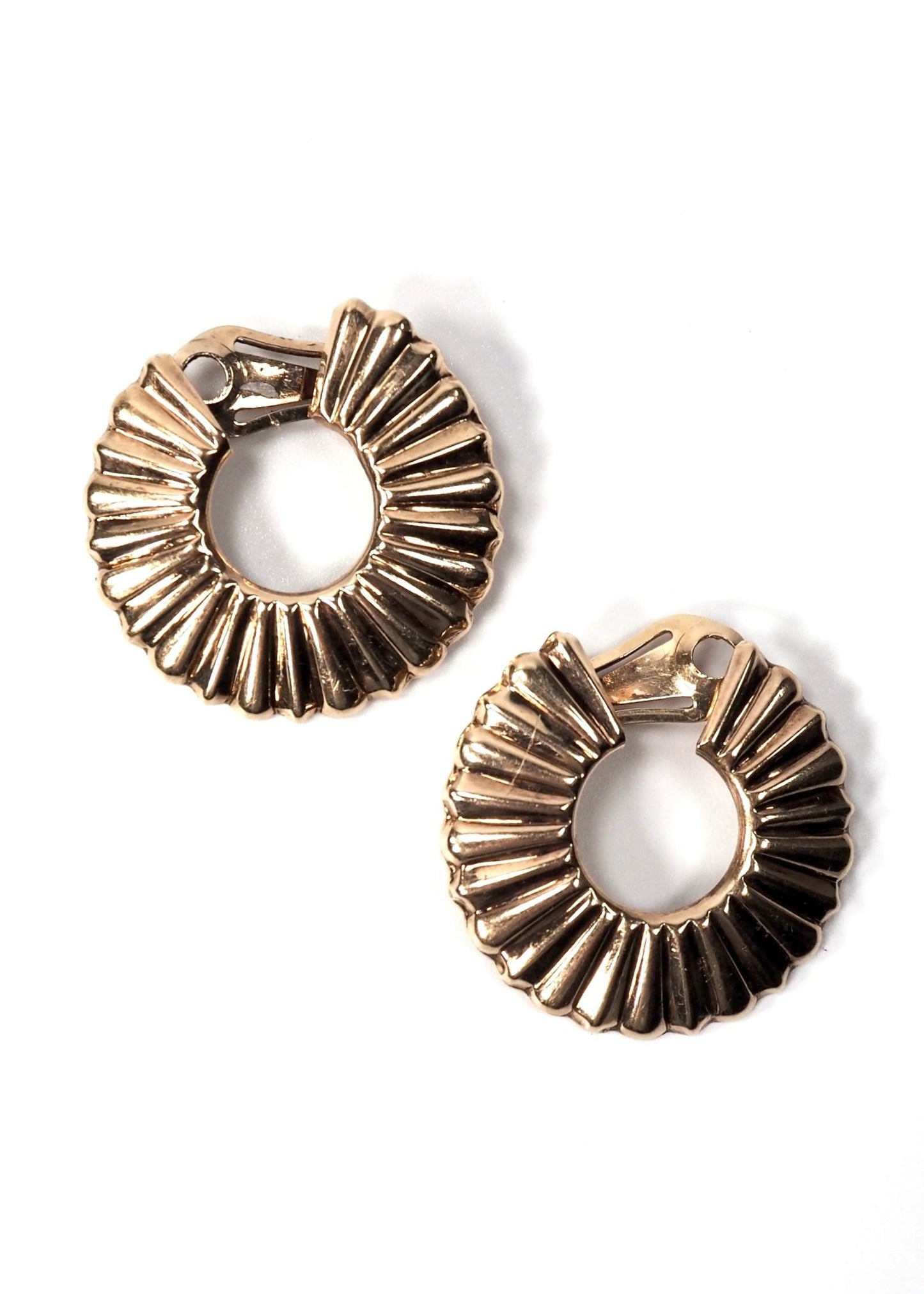 10K Rose Gold Flat Textured Hoop Clip Earrings - Georgie's NYC - Earrings