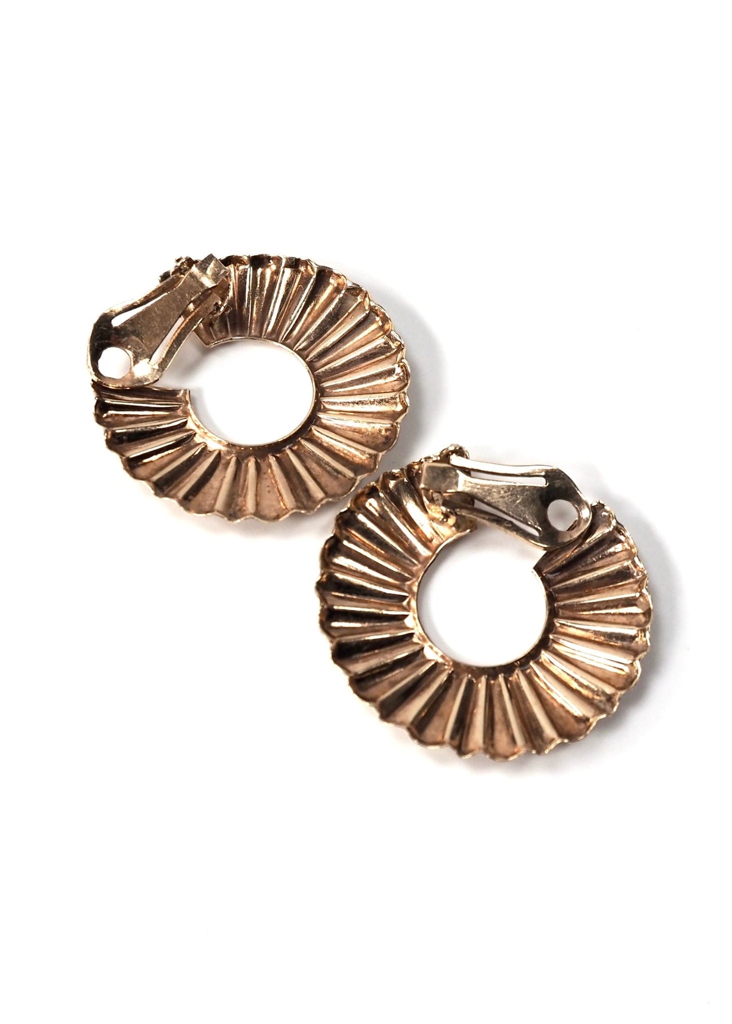 10K Rose Gold Flat Textured Hoop Clip Earrings - Georgie's NYC - Earrings