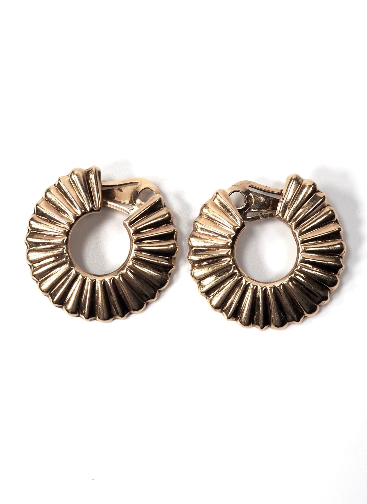 10K Rose Gold Flat Textured Hoop Clip Earrings - Georgie's NYC - Earrings