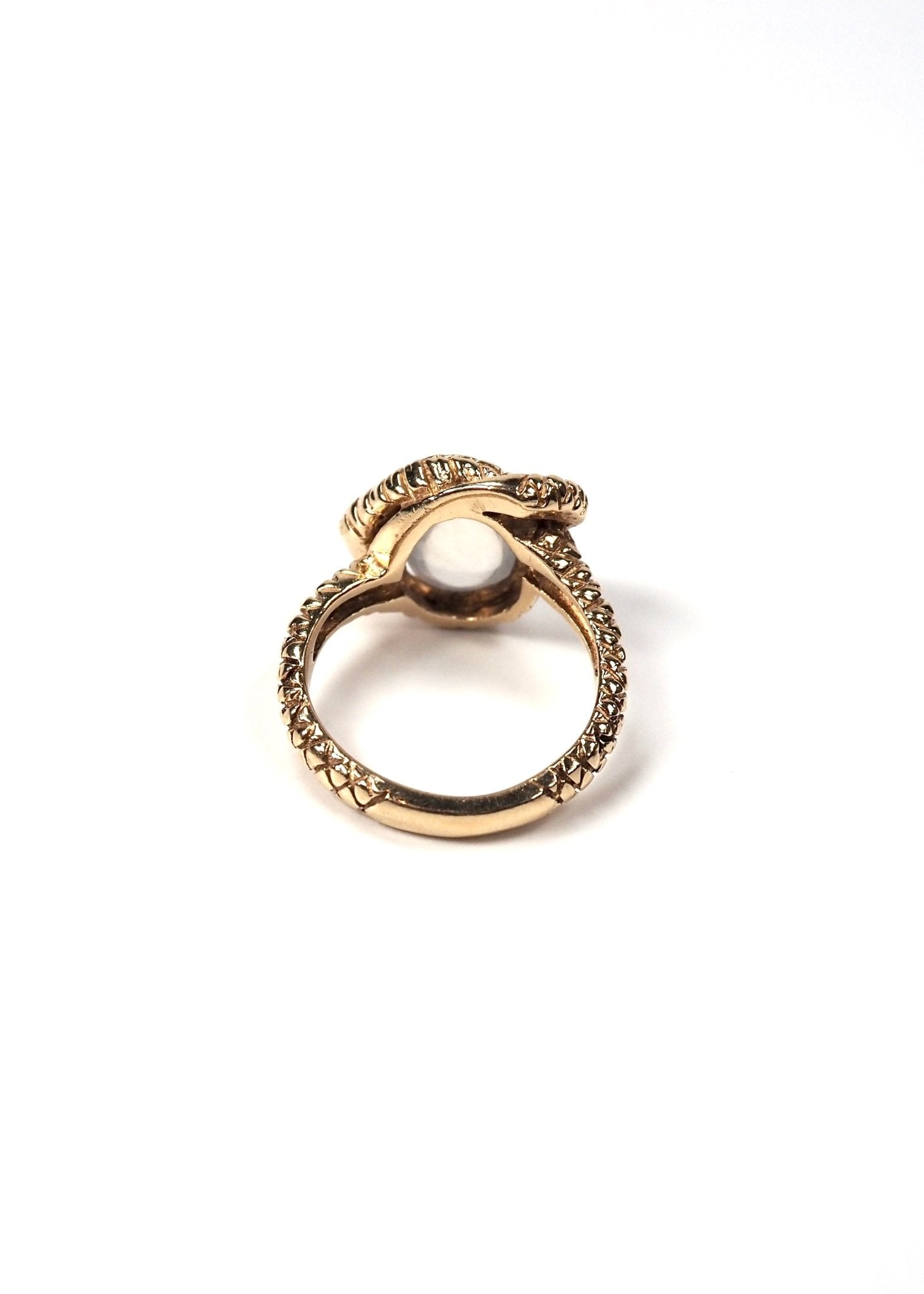 14K Yellow Gold Moonstone Ruby Eyed Snake Ring - Georgie's NYC - Rings