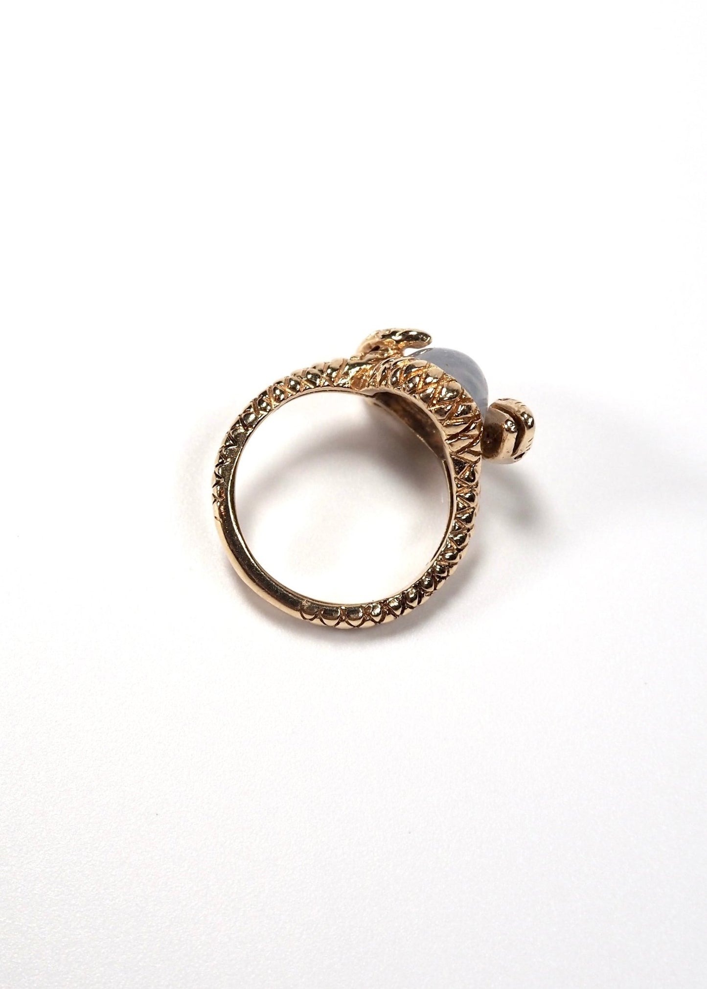 14K Yellow Gold Moonstone Ruby Eyed Snake Ring - Georgie's NYC - Rings