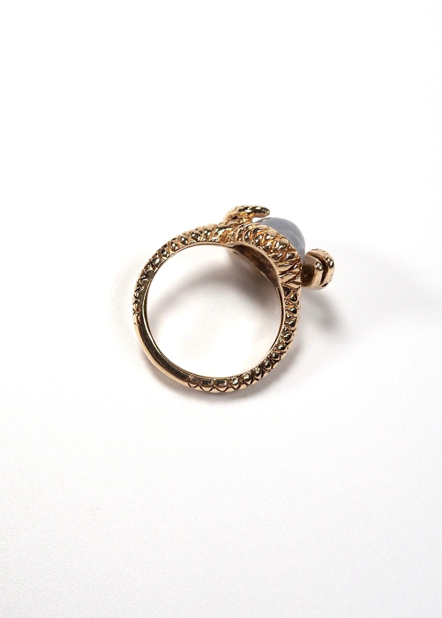 14K Yellow Gold Moonstone Ruby Eyed Snake Ring - Georgie's NYC - Rings