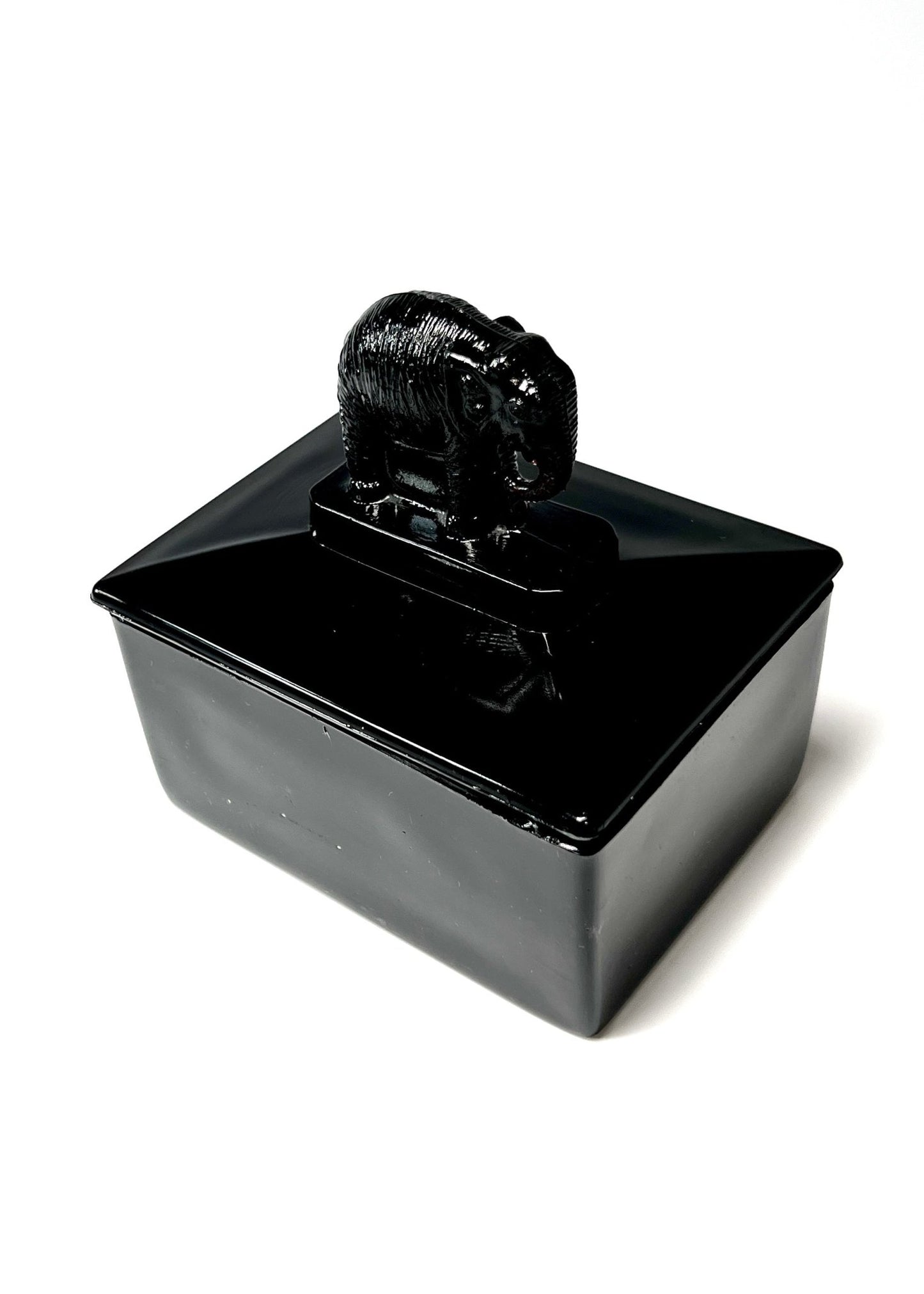 Art Deco Black Amethyst Elephant Cigarette Box - Georgie's NYC - Decorative Jars