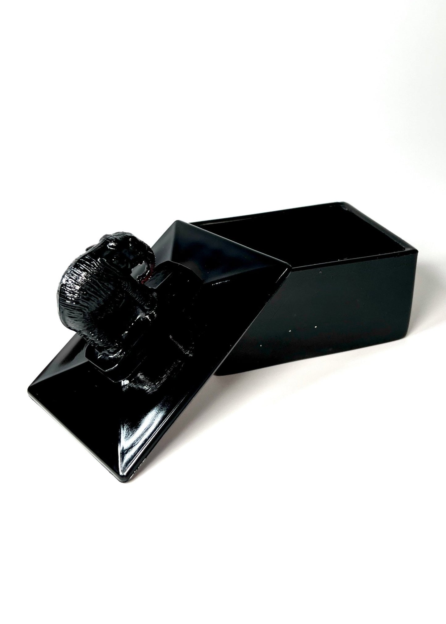 Art Deco Black Amethyst Elephant Cigarette Box - Georgie's NYC - Decorative Jars