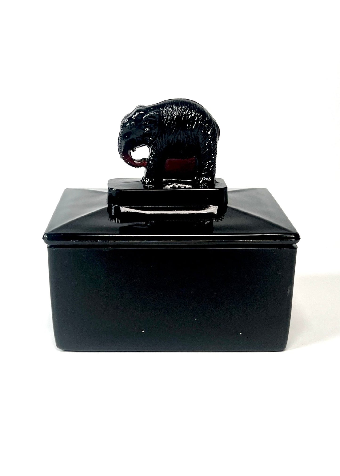 Art Deco Black Amethyst Elephant Cigarette Box - Georgie's NYC - Decorative Jars