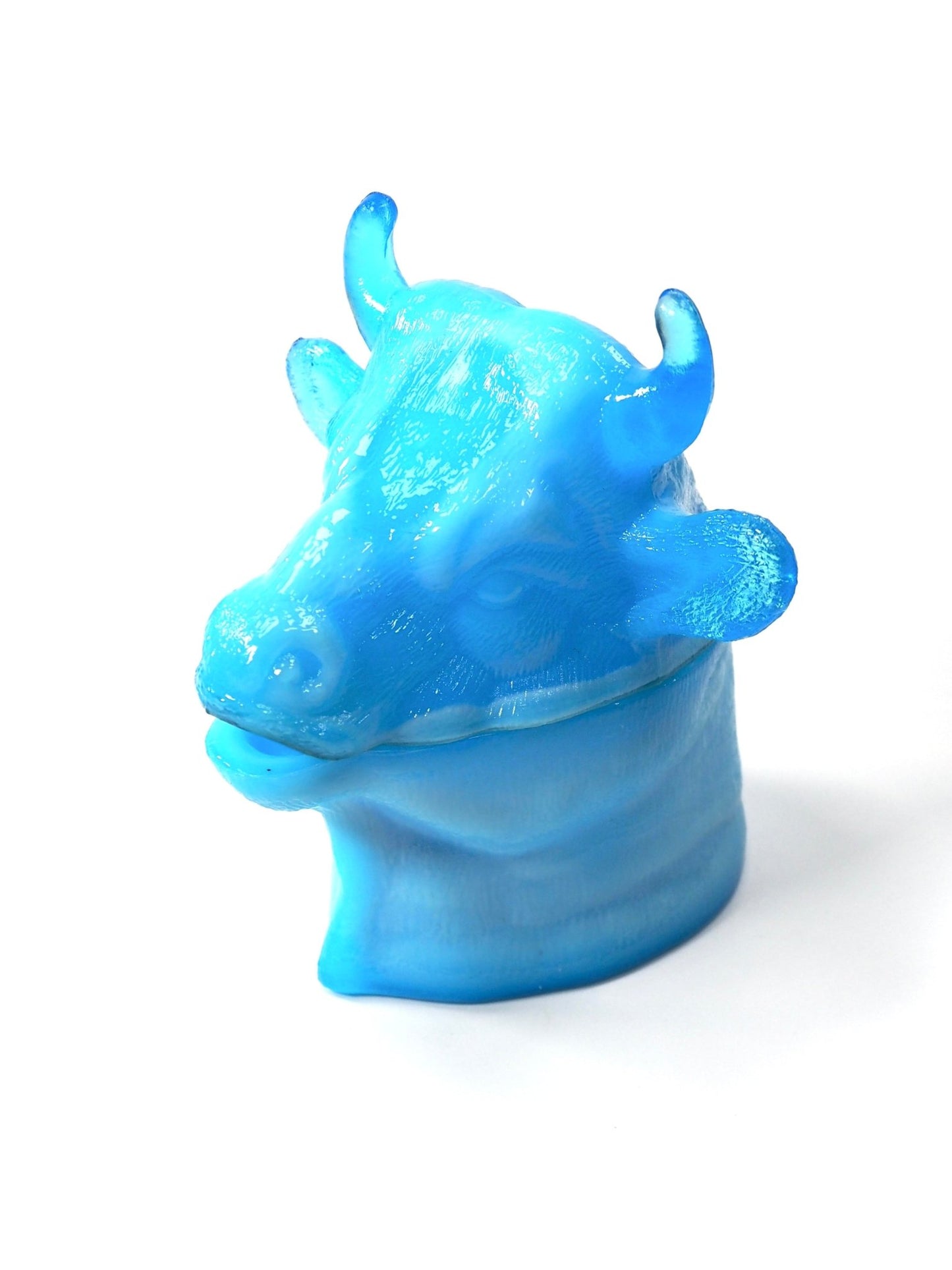 Atterbury Blue Opalescent Bull's Head Mustard Jar - Georgie's NYC - Decorative Jars