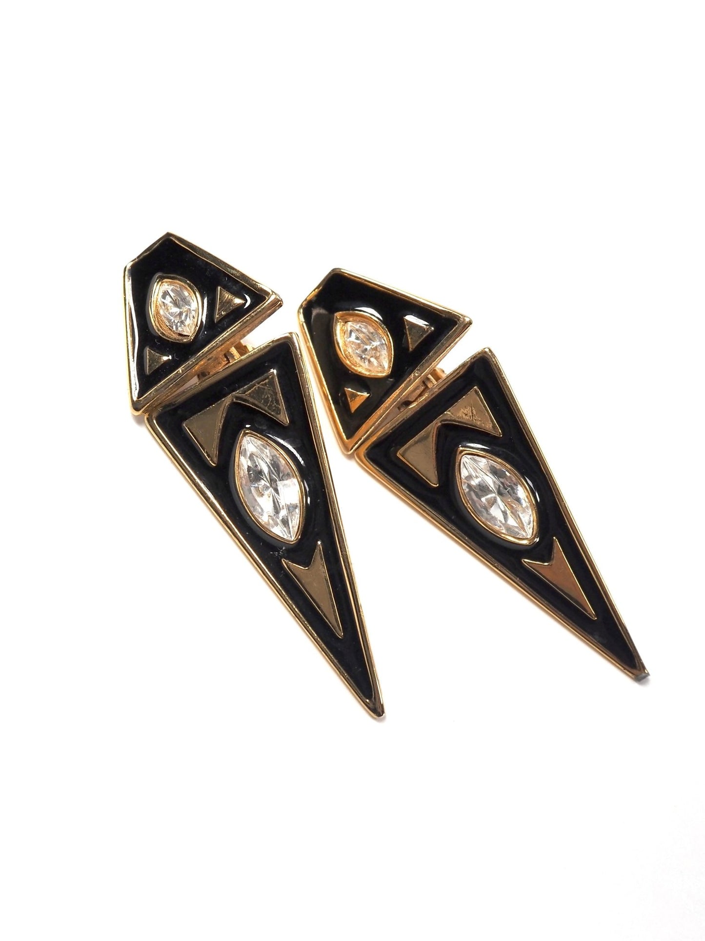 Black and Gold Crystal Geometric Drop Earrings - Georgie's NYC - Earrings