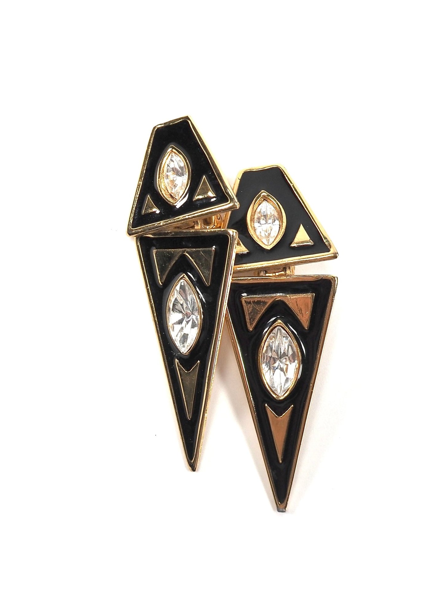 Black and Gold Crystal Geometric Drop Earrings - Georgie's NYC - Earrings
