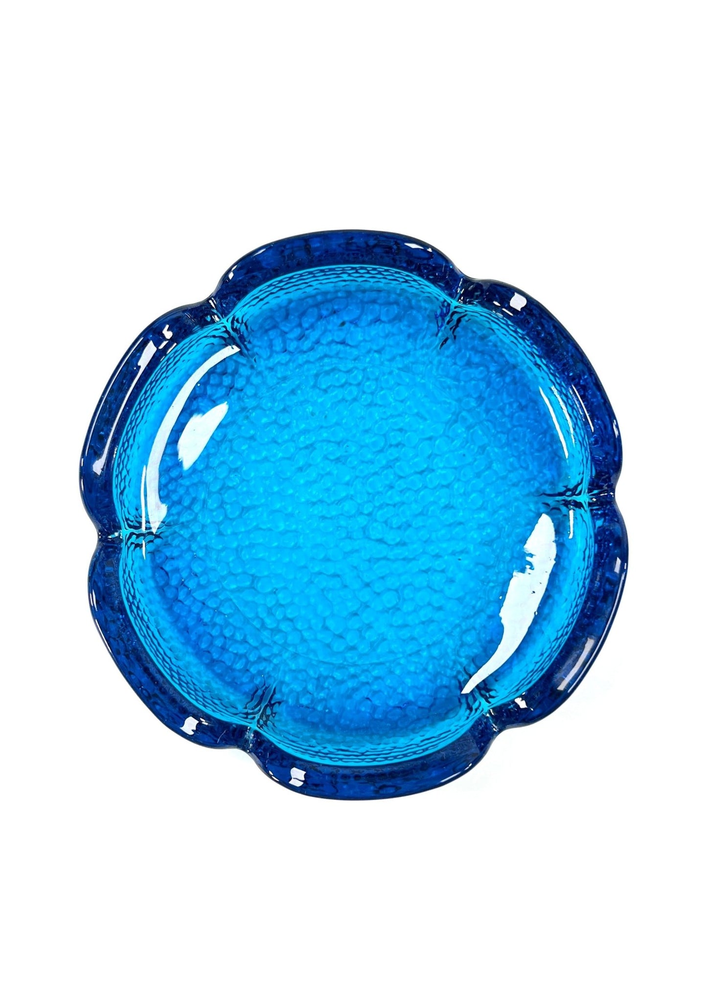 Blenko Blue Textured Glass Lotus Ashtray - Georgie's NYC - Decor
