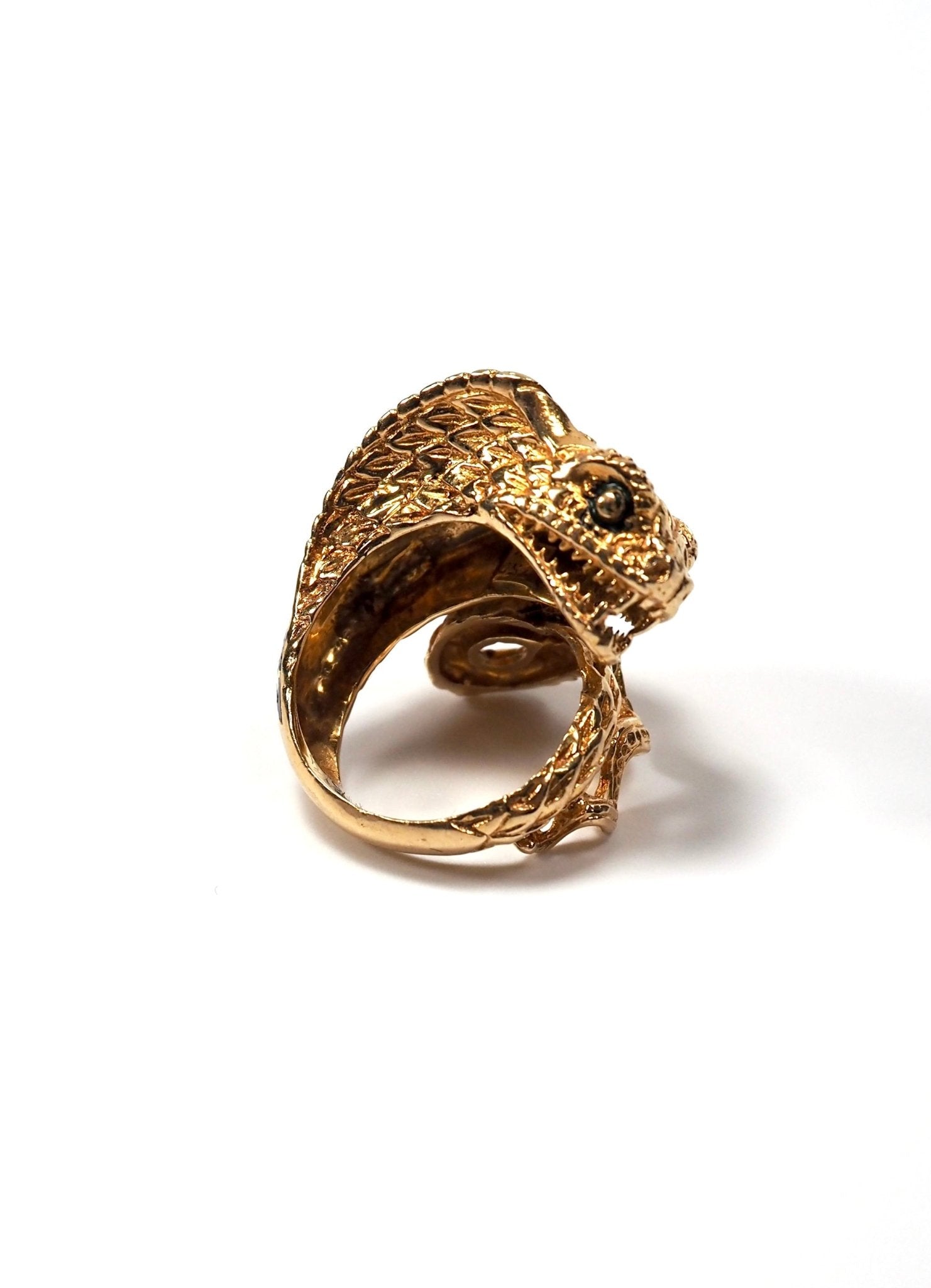 Blue Enamel and 18K Gold King Cobra Snake Ring - Georgie's NYC - Rings