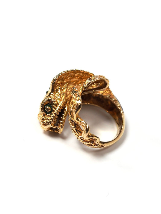 Blue Enamel and 18K Gold King Cobra Snake Ring - Georgie's NYC - Rings