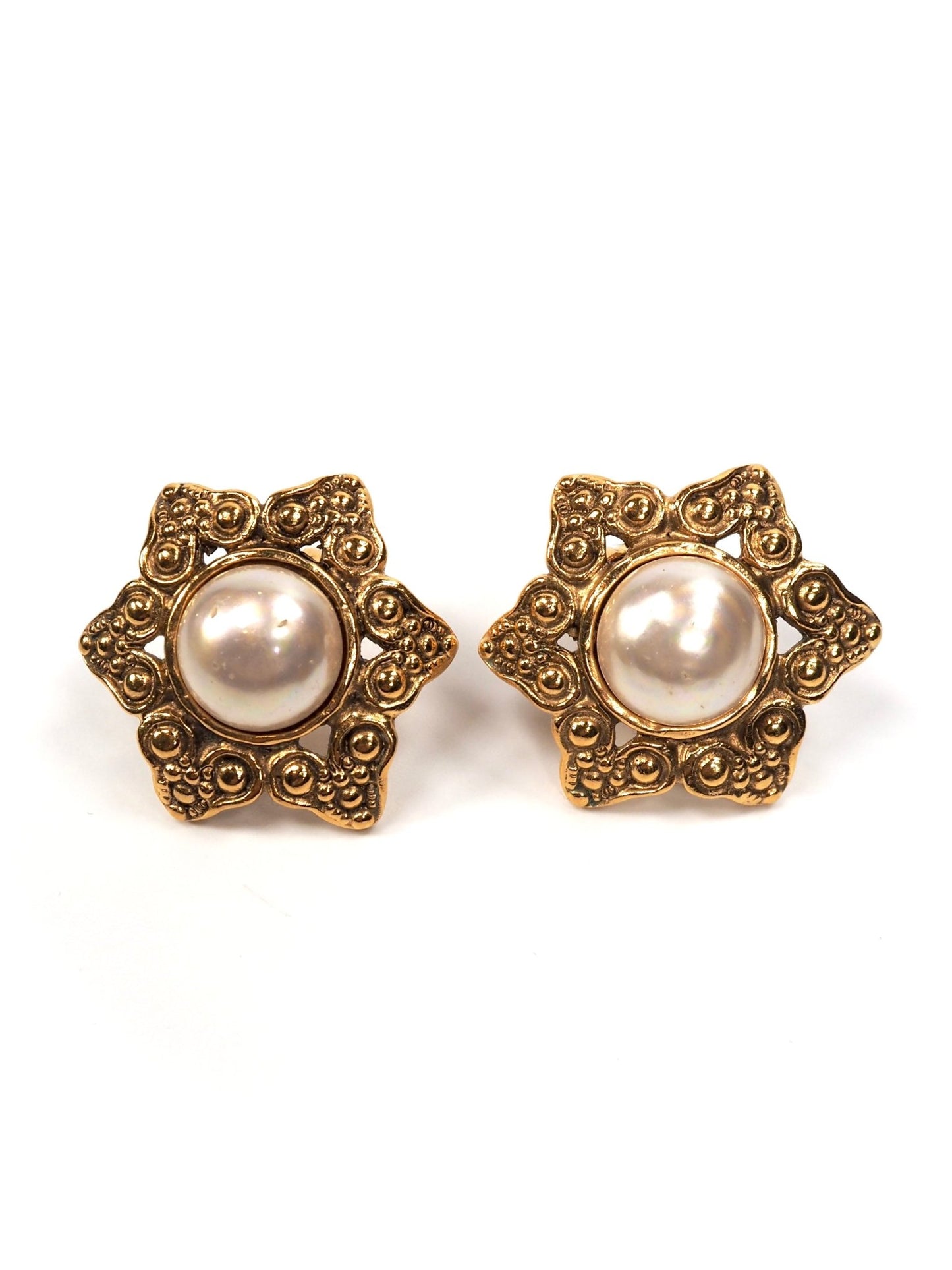 Chanel Baroque Faux Pearl and Gold Earrings - Georgie's NYC - Earrings