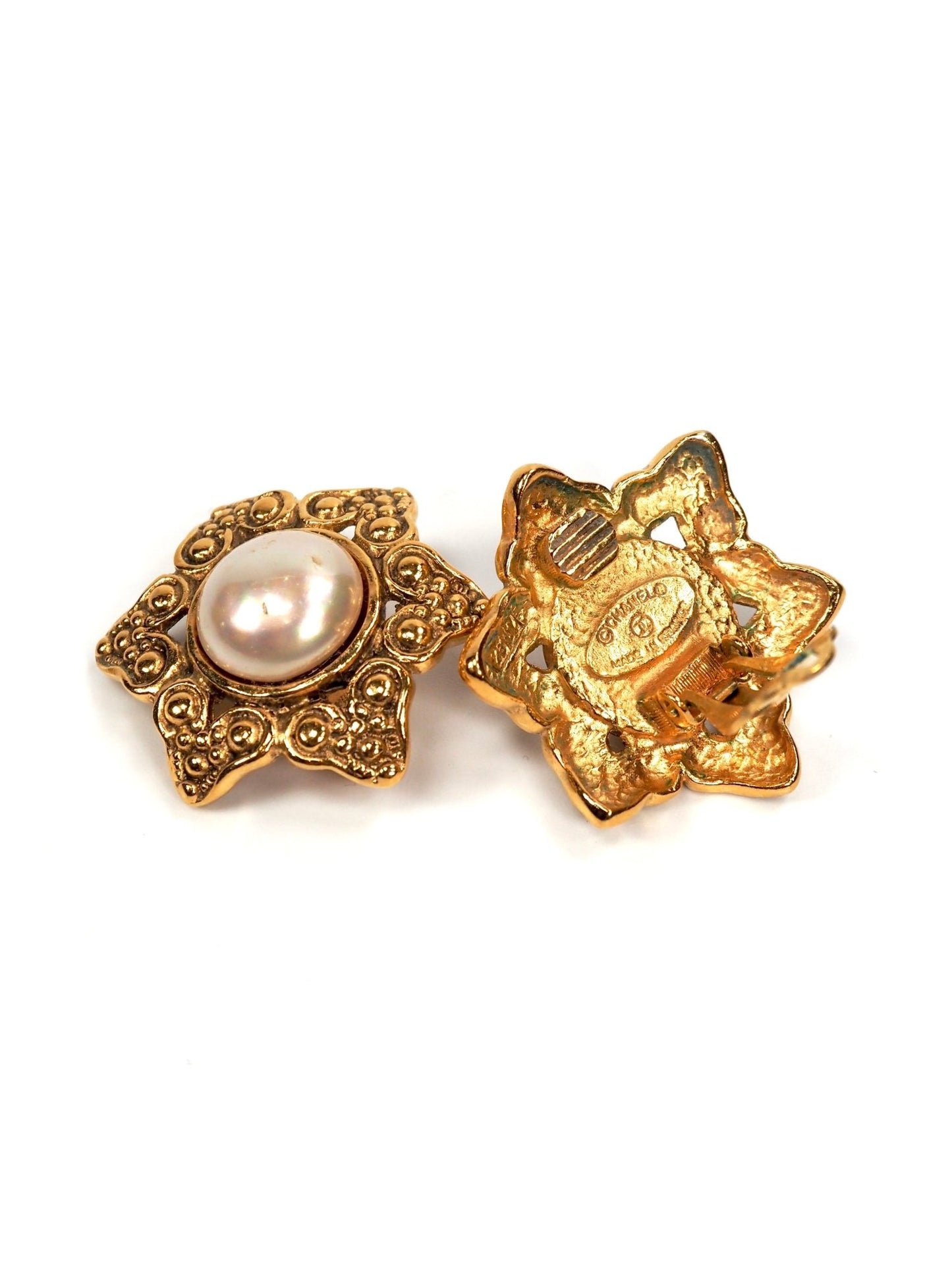 Chanel Baroque Faux Pearl and Gold Earrings - Georgie's NYC - Earrings
