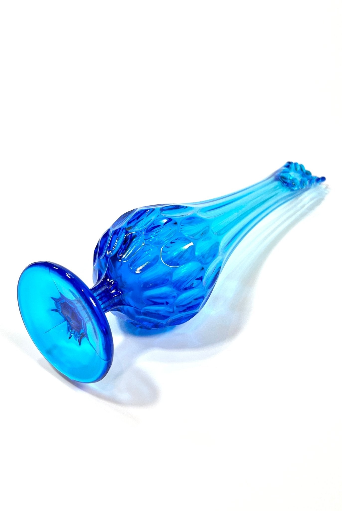 Fenton Blue Thumbprint Glass Swung Vase - Georgie's NYC - Vases