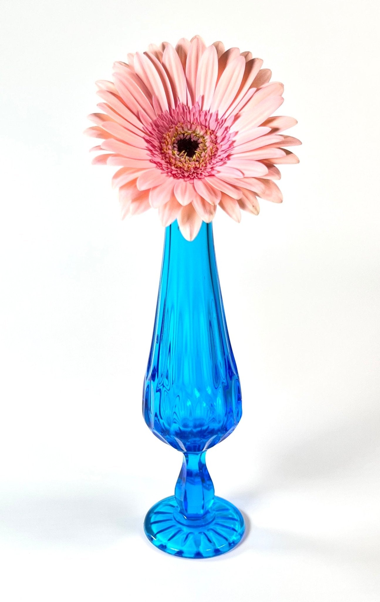 Fenton Blue Thumbprint Glass Swung Vase - Georgie's NYC - Vases