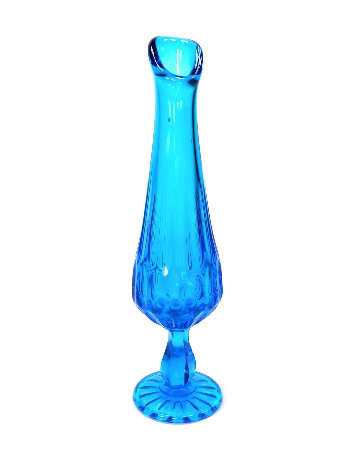 Fenton Blue Thumbprint Petite Glass Swung Vase - Georgie's NYC - Vases