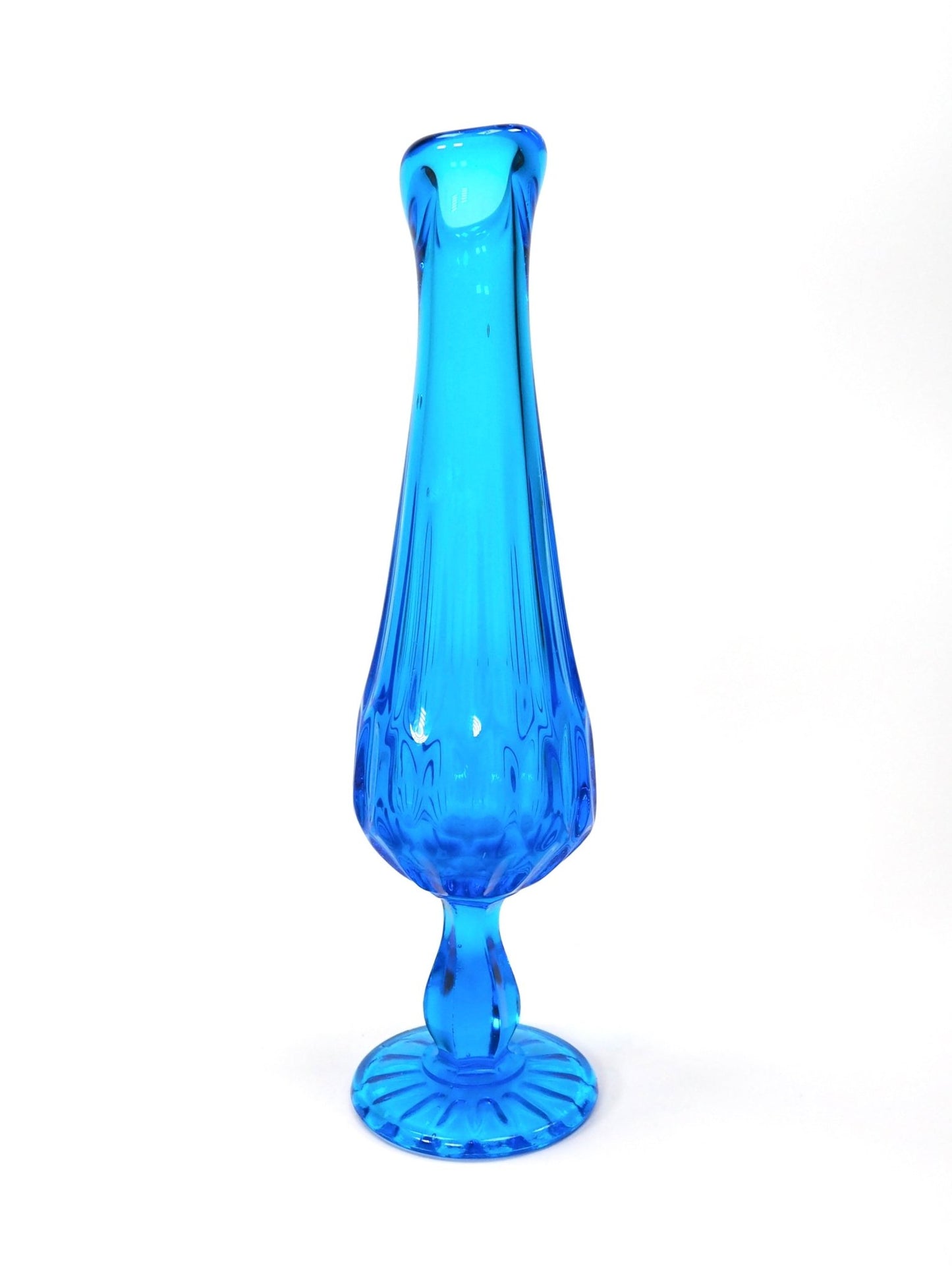 Fenton Blue Thumbprint Petite Glass Swung Vase - Georgie's NYC - Vases