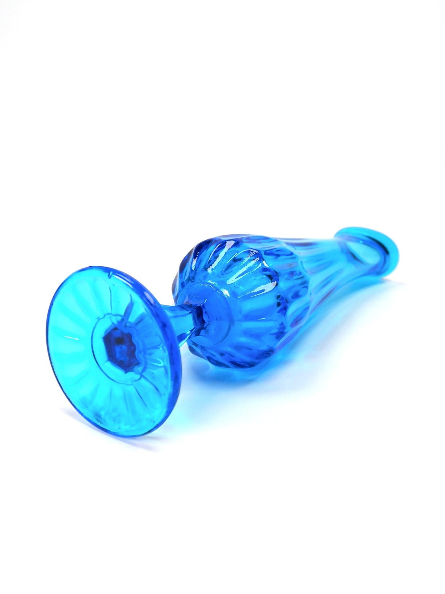 Fenton Blue Thumbprint Petite Glass Swung Vase - Georgie's NYC - Vases