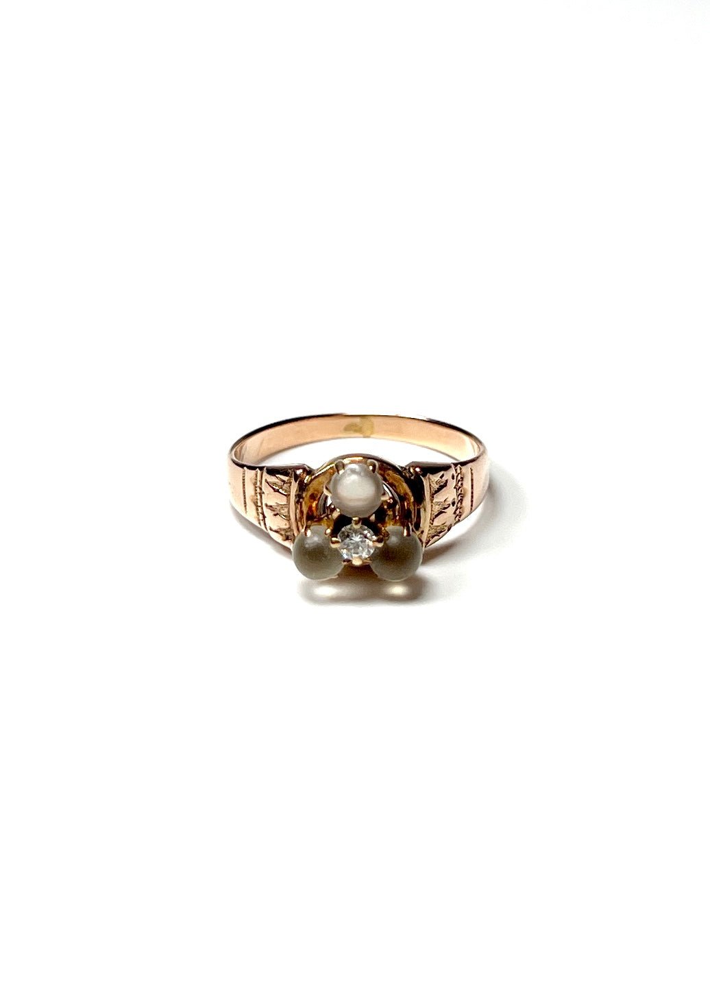 Frosted Moonstone and Diamond 10K Rose Gold Ring - Georgie's NYC - Rings